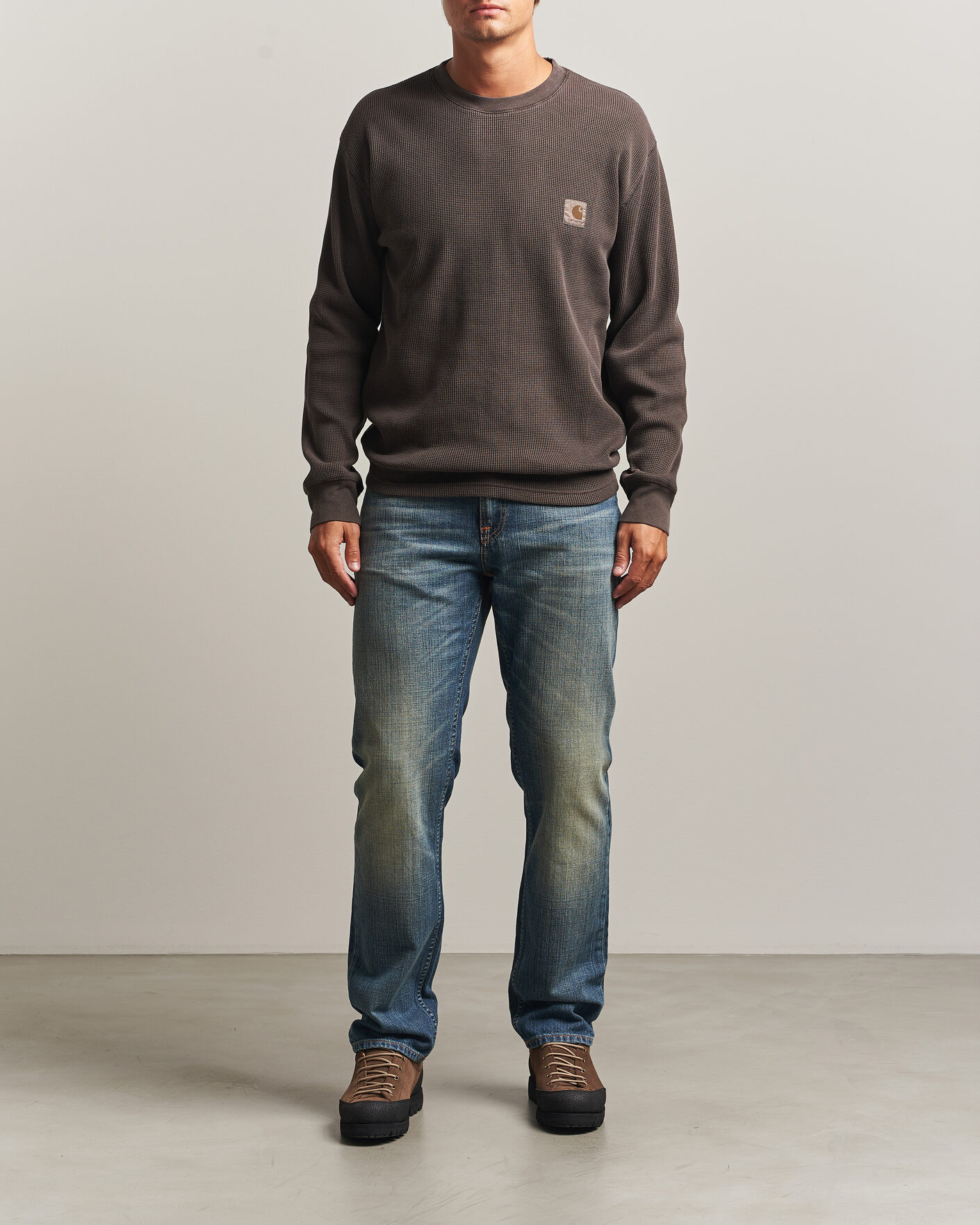 Heren | T-shirts | Carhartt WIP | Long Sleeve Waffle T-Shirt Tobacco