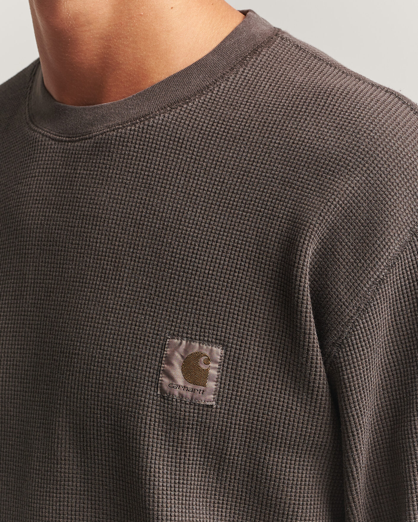 Heren | T-shirts | Carhartt WIP | Long Sleeve Waffle T-Shirt Tobacco