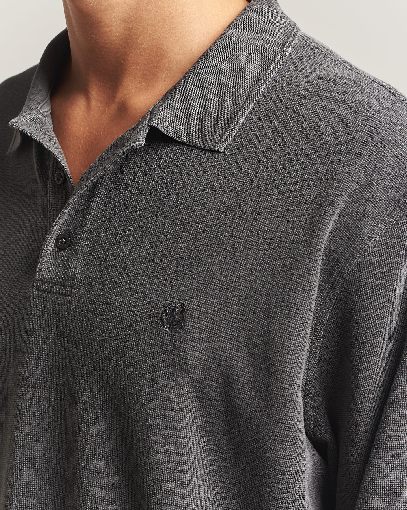 Heren | Truien | Carhartt WIP | Long Sleeve Waffle Rugby Shirt Black