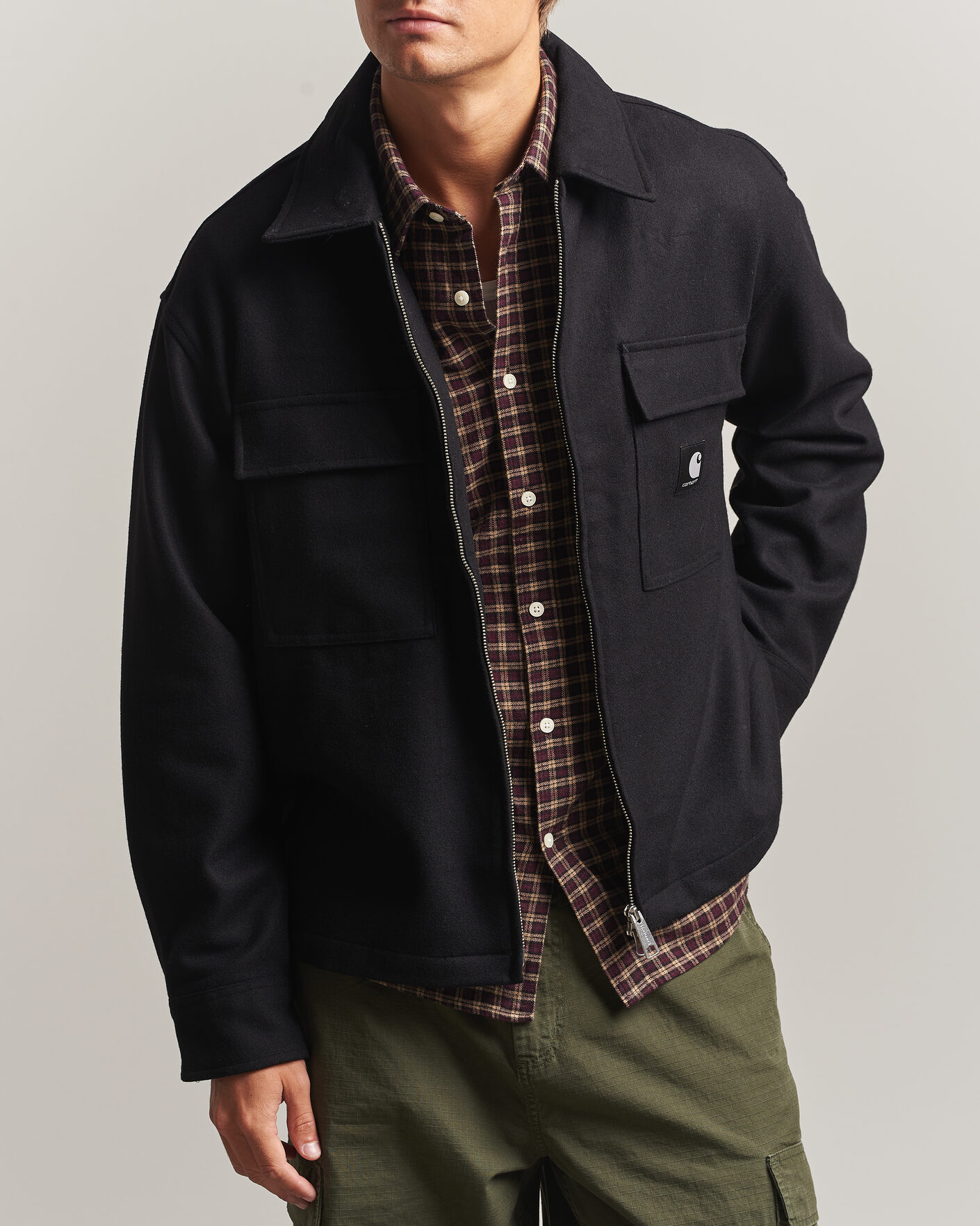Heren | Overhemden | Carhartt WIP | Atoka Wool Zip Shirt Jacket Black