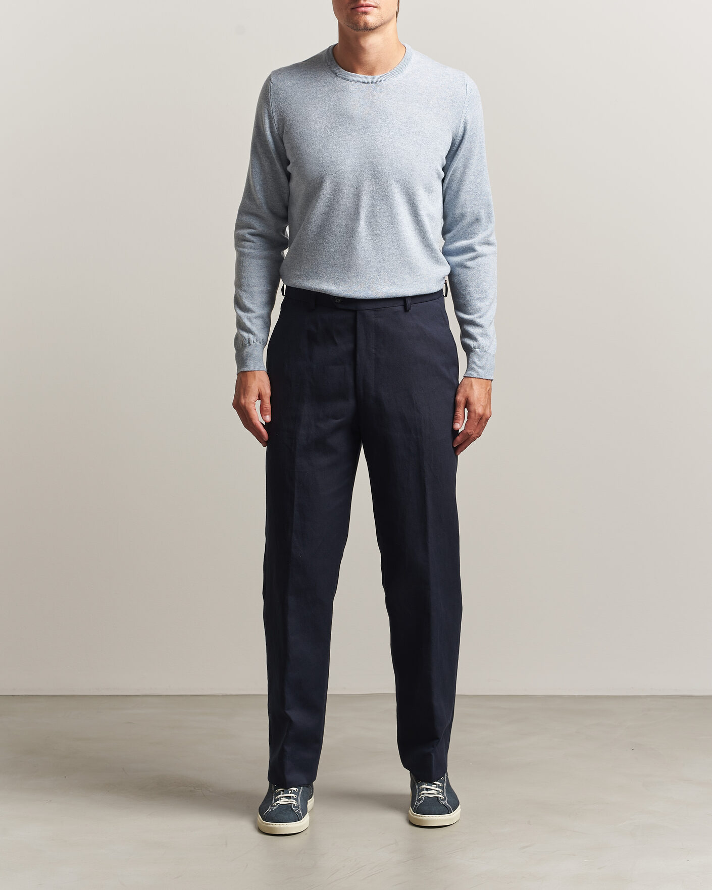 Heren | Truien | Fedeli | Pure Cashmere Crew Neck Light Blue