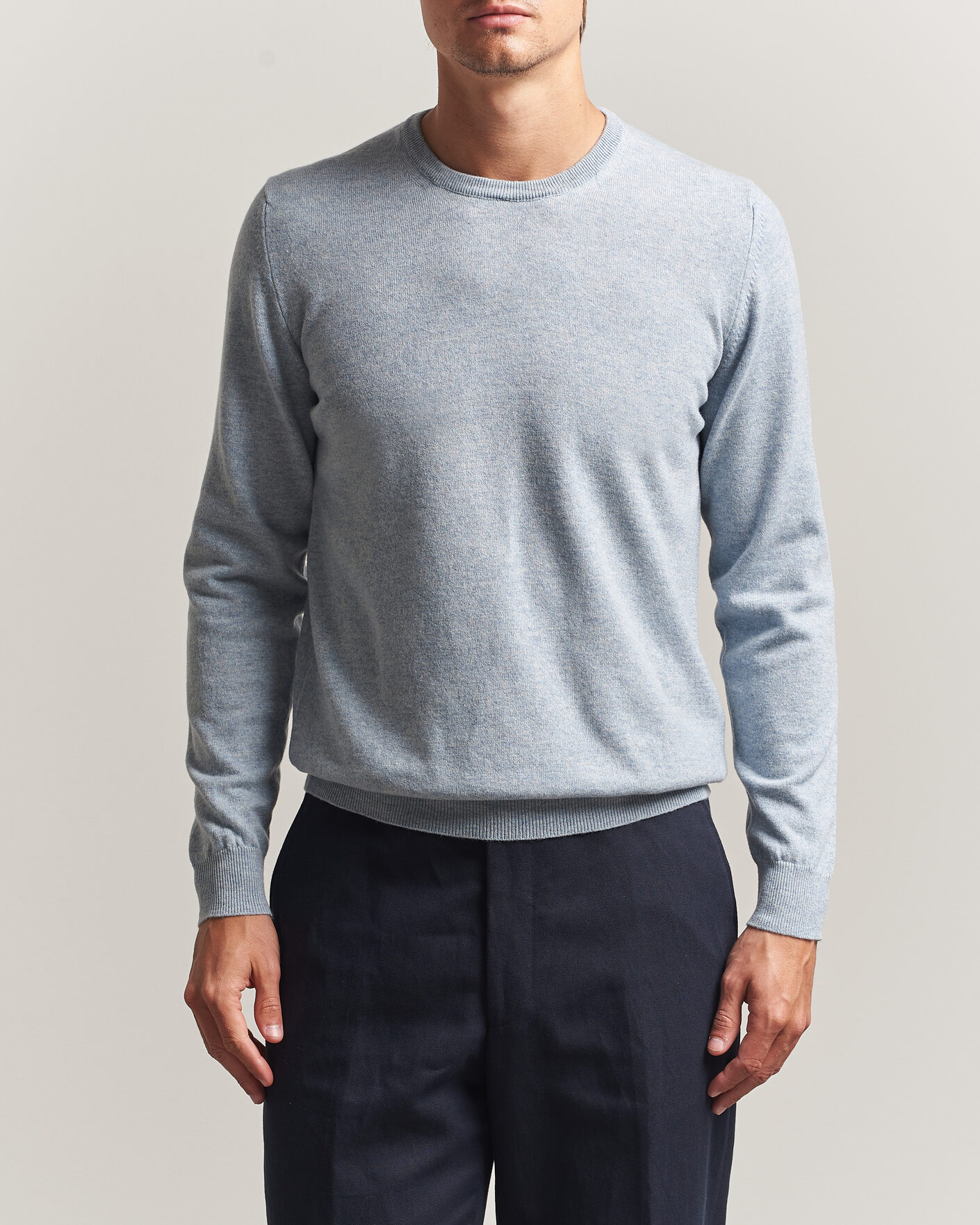 Heren | Truien | Fedeli | Pure Cashmere Crew Neck Light Blue