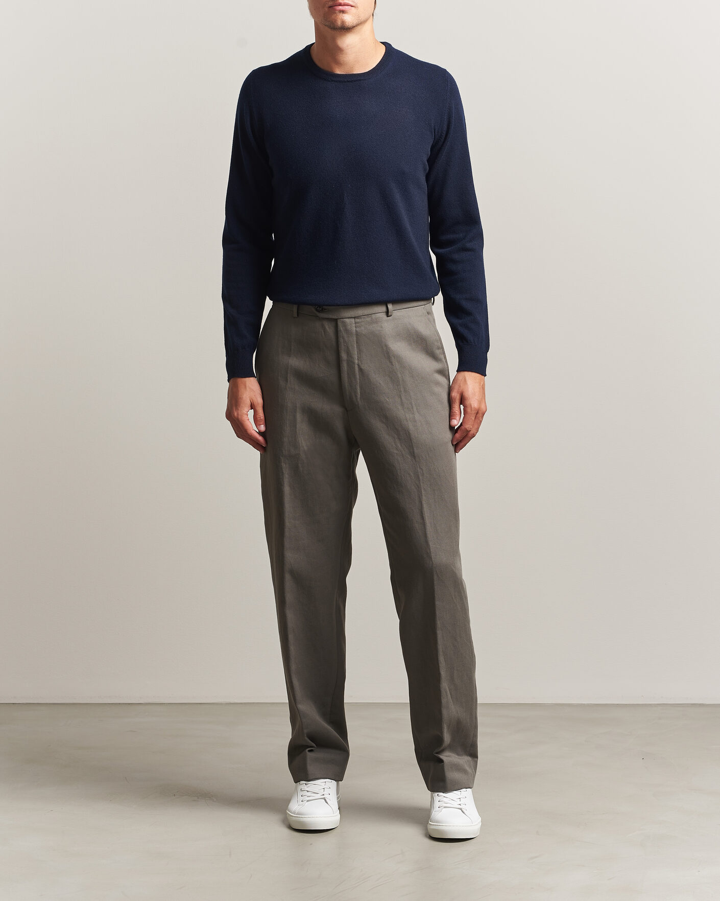 Heren | Truien | Fedeli | Pure Cashmere Crew Neck Navy Blue