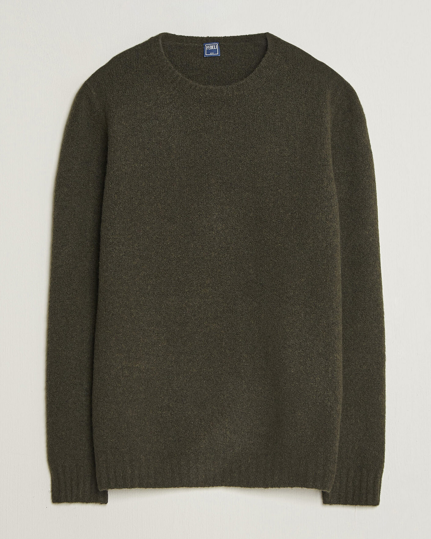 Heren | Truien | Fedeli | Cashmere Blend Boucle Sweater Forest Green