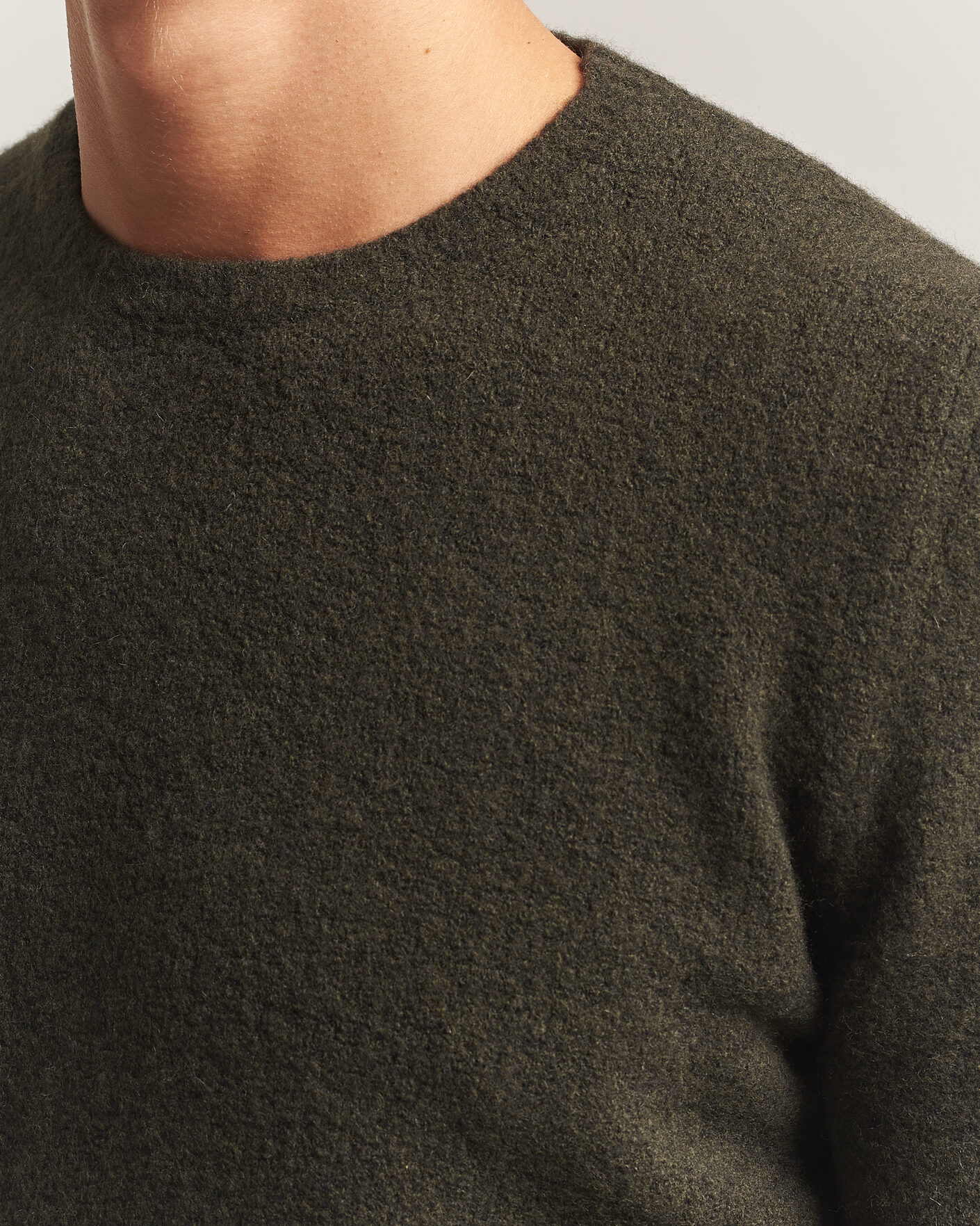 Heren | Truien | Fedeli | Cashmere Blend Boucle Sweater Forest Green