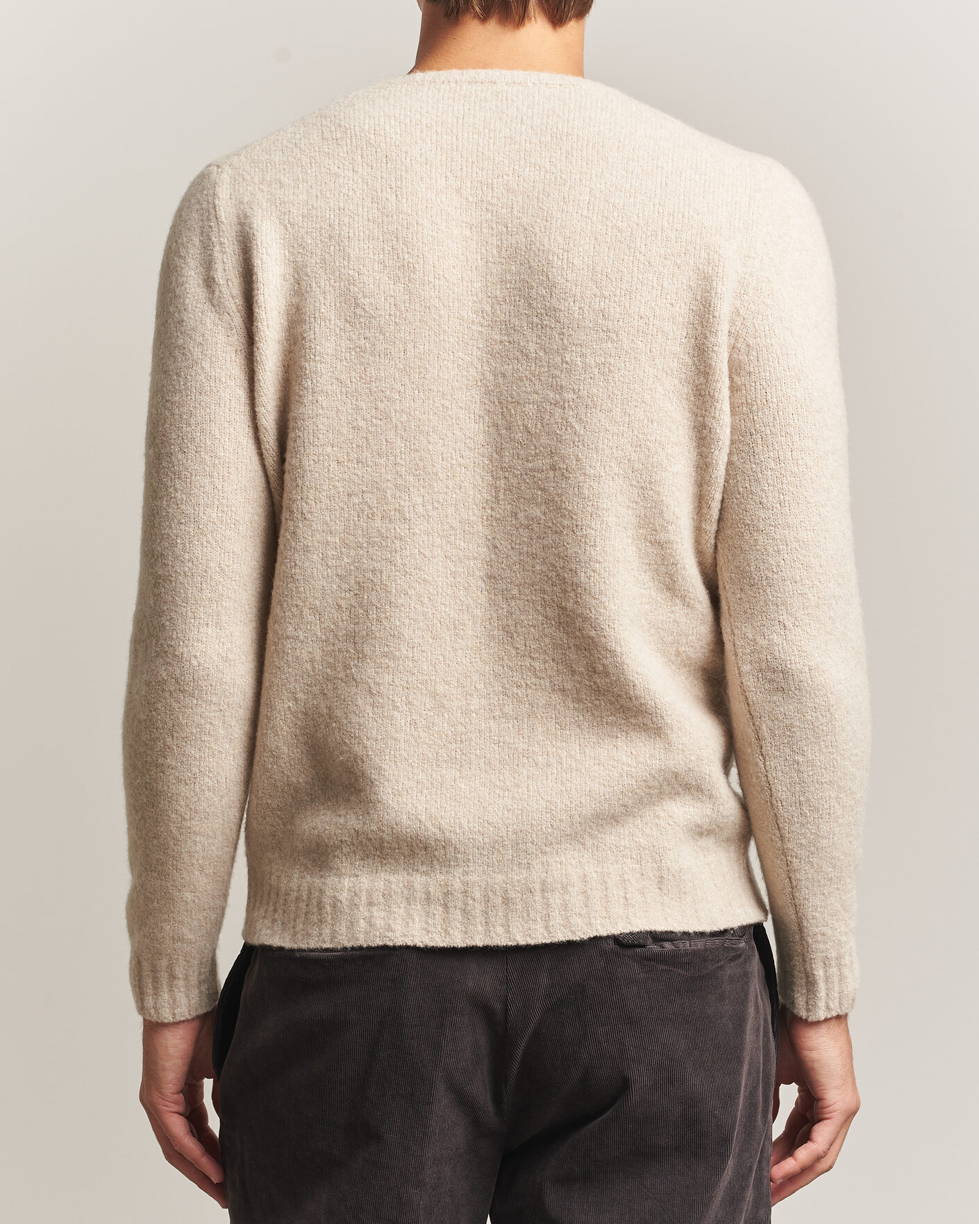Heren | Truien | Fedeli | Cashmere Blend Boucle Sweater Light Grey
