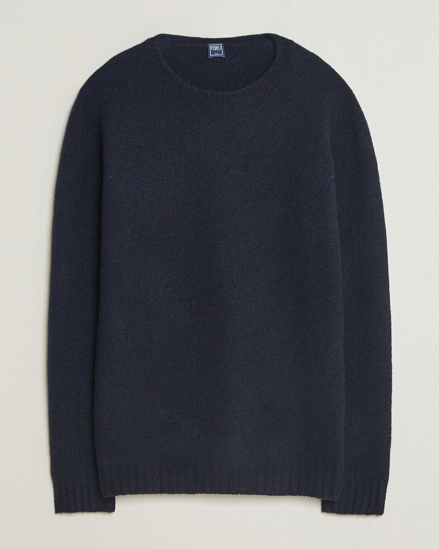 Heren | Truien | Fedeli | Cashmere Blend Boucle Sweater Navy