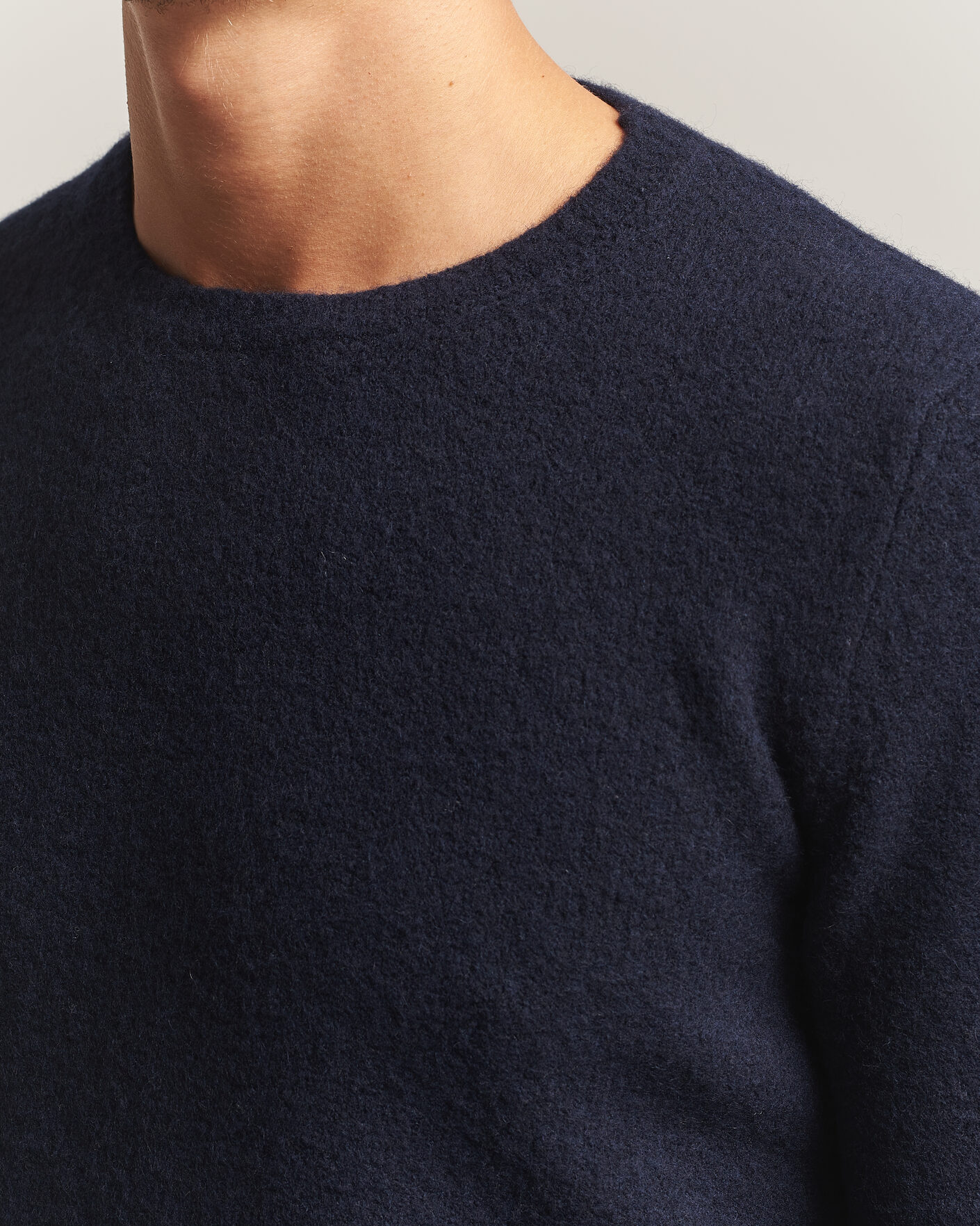 Heren | Truien | Fedeli | Cashmere Blend Boucle Sweater Navy