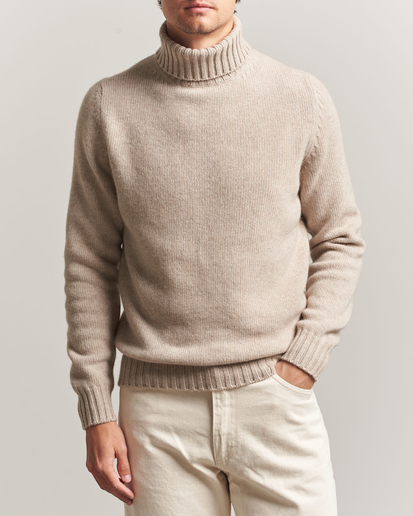 Heren | Truien | Fedeli | Wool/Cashmere Rollneck Beige