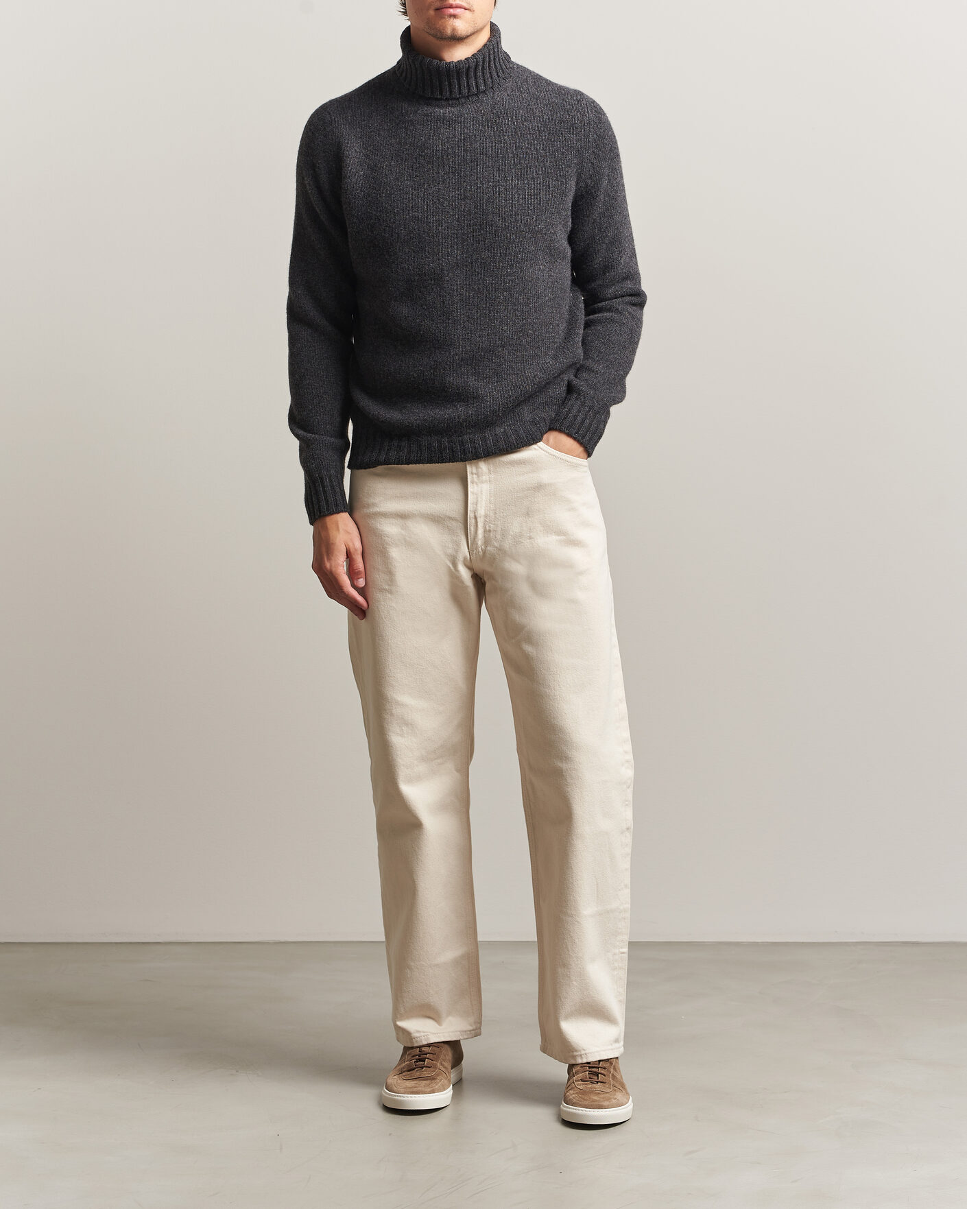Heren | Truien | Fedeli | Wool/Cashmere Rollneck Anthracite