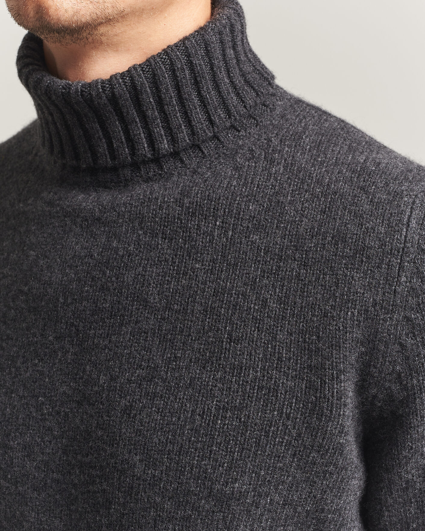Heren | Truien | Fedeli | Wool/Cashmere Rollneck Anthracite
