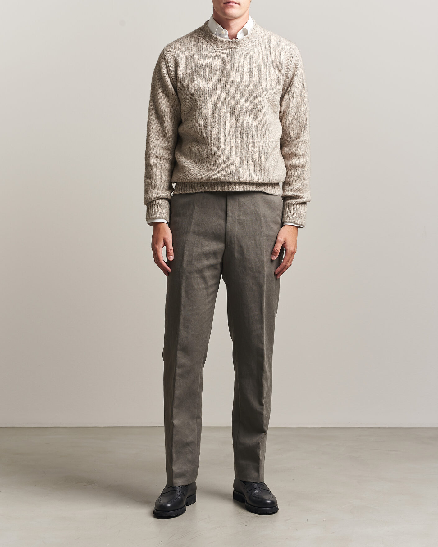 Heren | Truien | Fedeli | Yak Blend Sweater Beige Melange