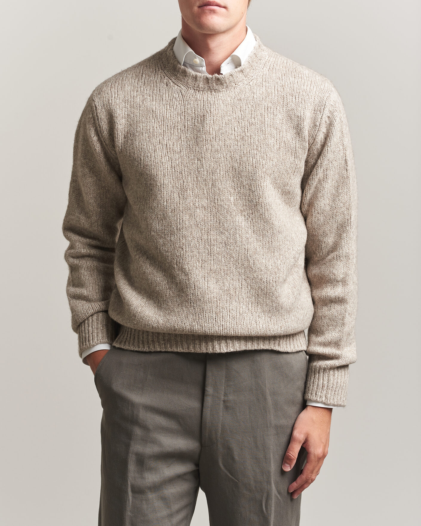 Heren | Truien | Fedeli | Yak Blend Sweater Beige Melange