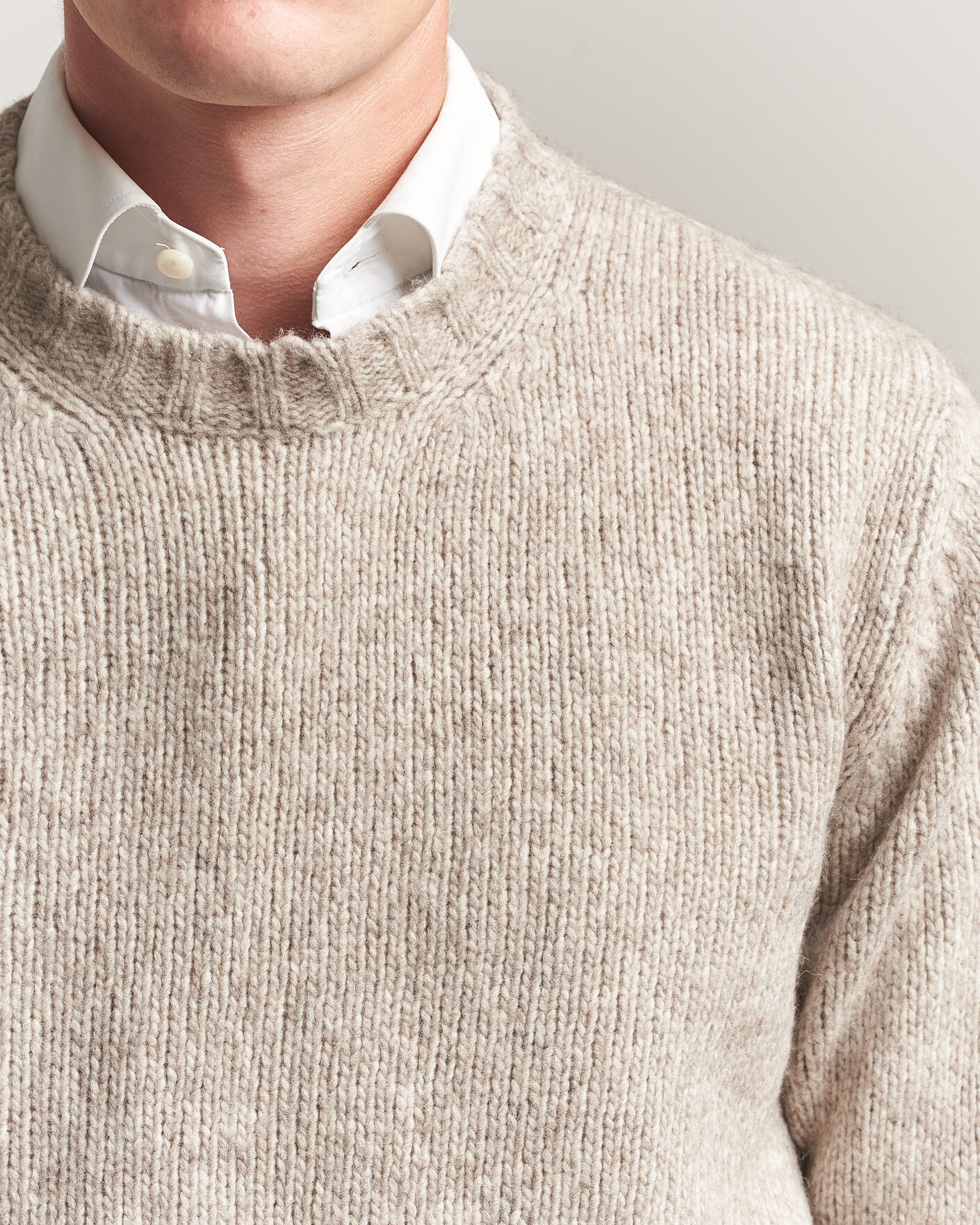 Heren | Truien | Fedeli | Yak Blend Sweater Beige Melange