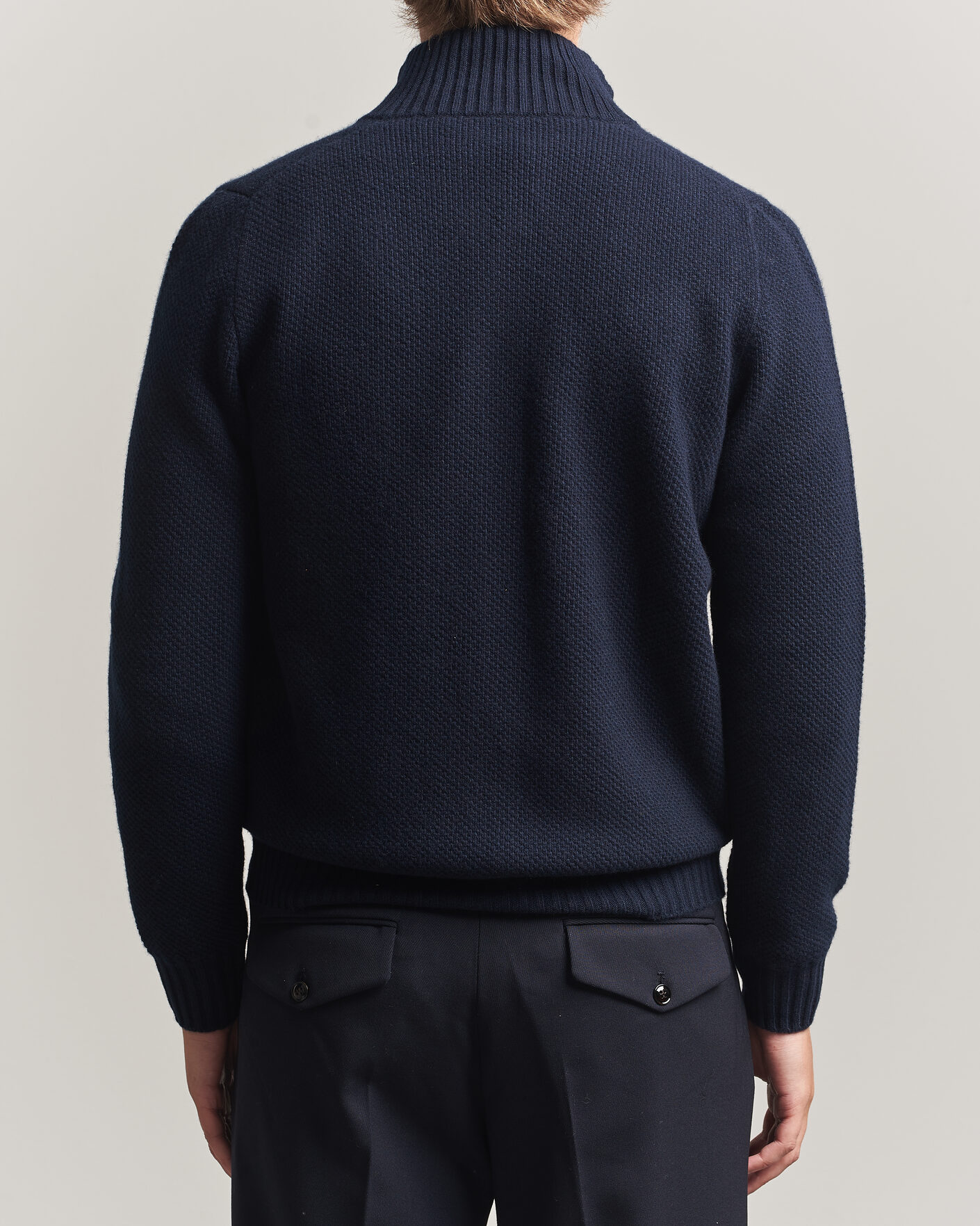 Heren | Truien | Fedeli | Wool/Cashmere Honeycomb Full Zip Navy