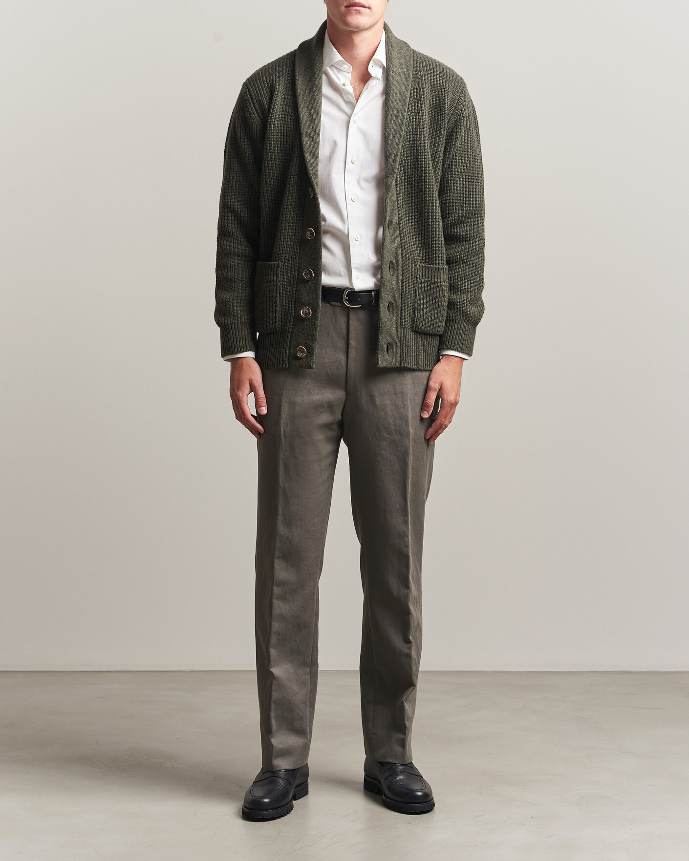 Heren | Truien | Fedeli | Wool/Cashmere Shawl Cardigan Forest Green