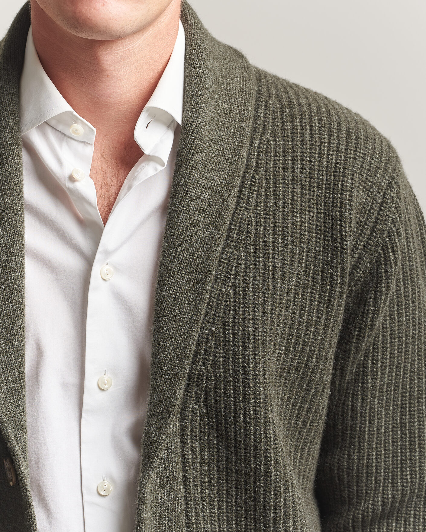 Heren | Truien | Fedeli | Wool/Cashmere Shawl Cardigan Forest Green