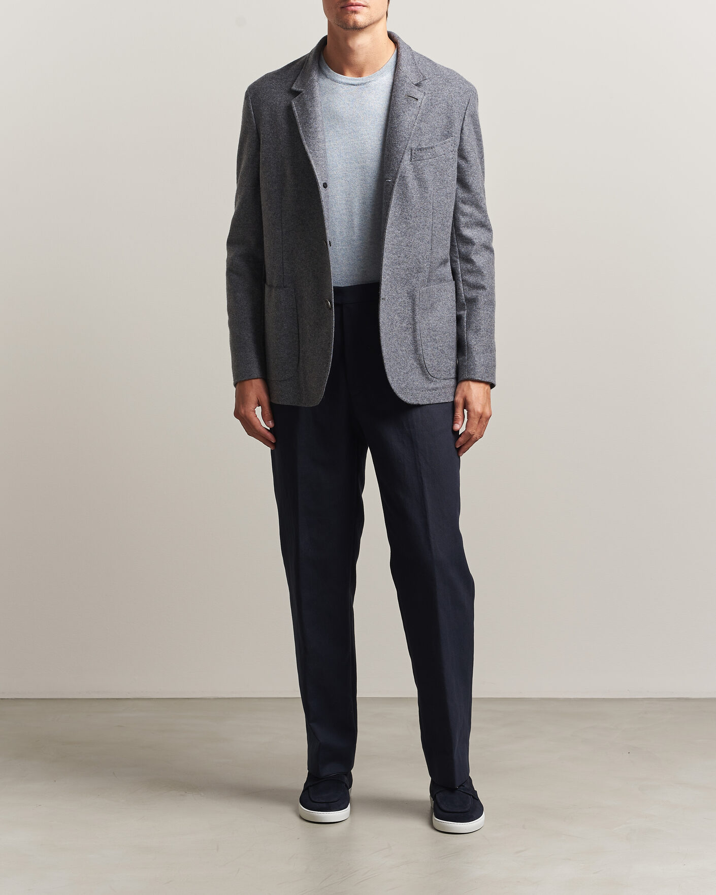 Heren | Blazers | Fedeli | Cashmere Flannel Jacket Grey Melange