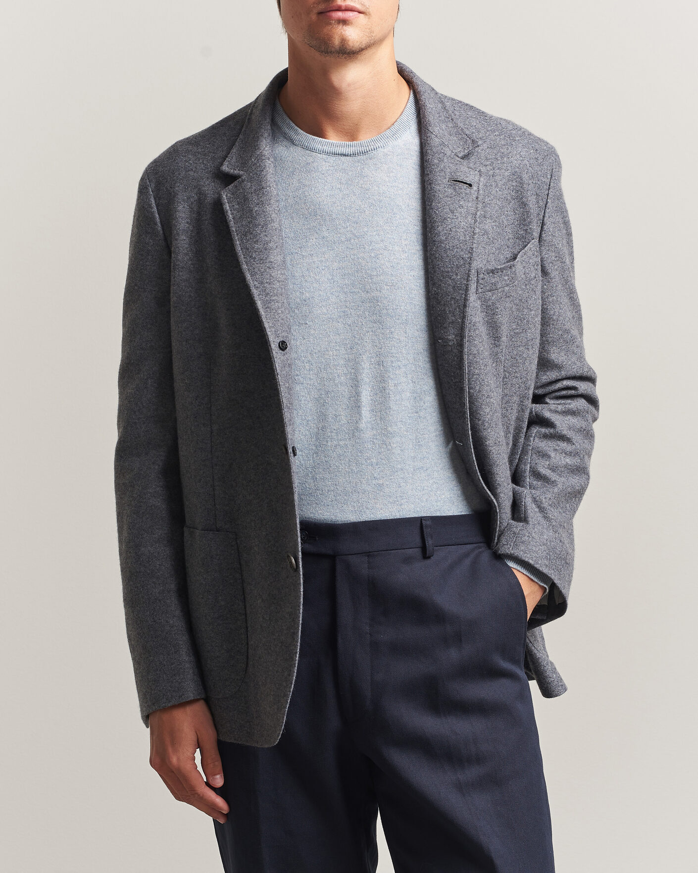 Heren | Blazers | Fedeli | Cashmere Flannel Jacket Grey Melange