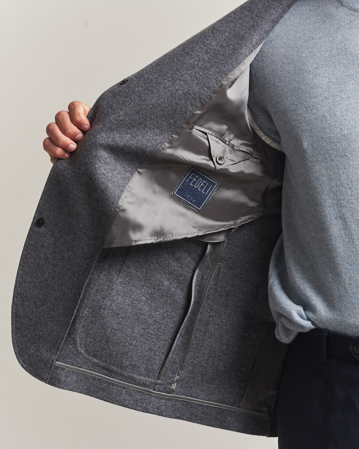 Heren | Blazers | Fedeli | Cashmere Flannel Jacket Grey Melange