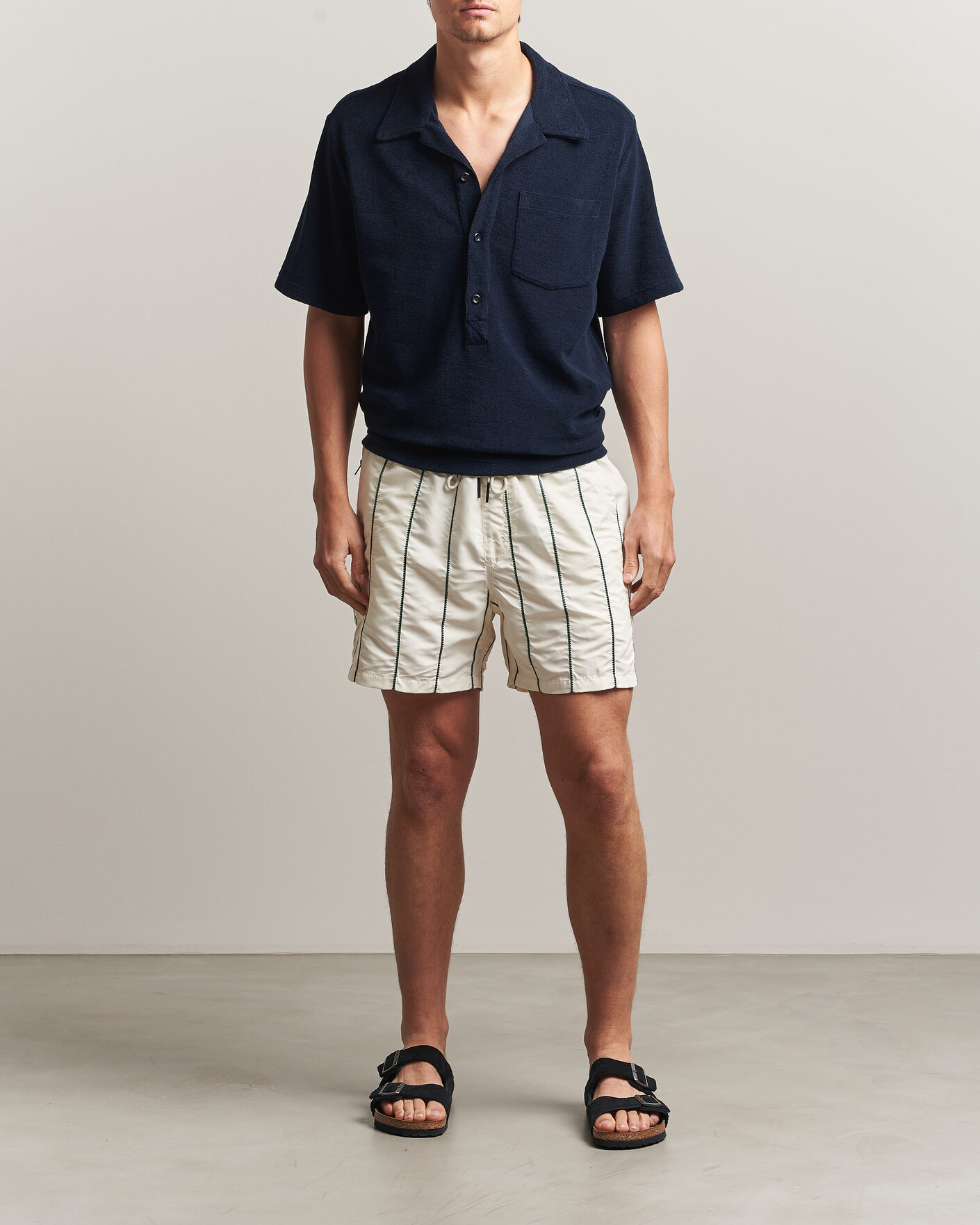 Heren | Zwembroek | OAS | Granada Striped Swimshorts White/Green
