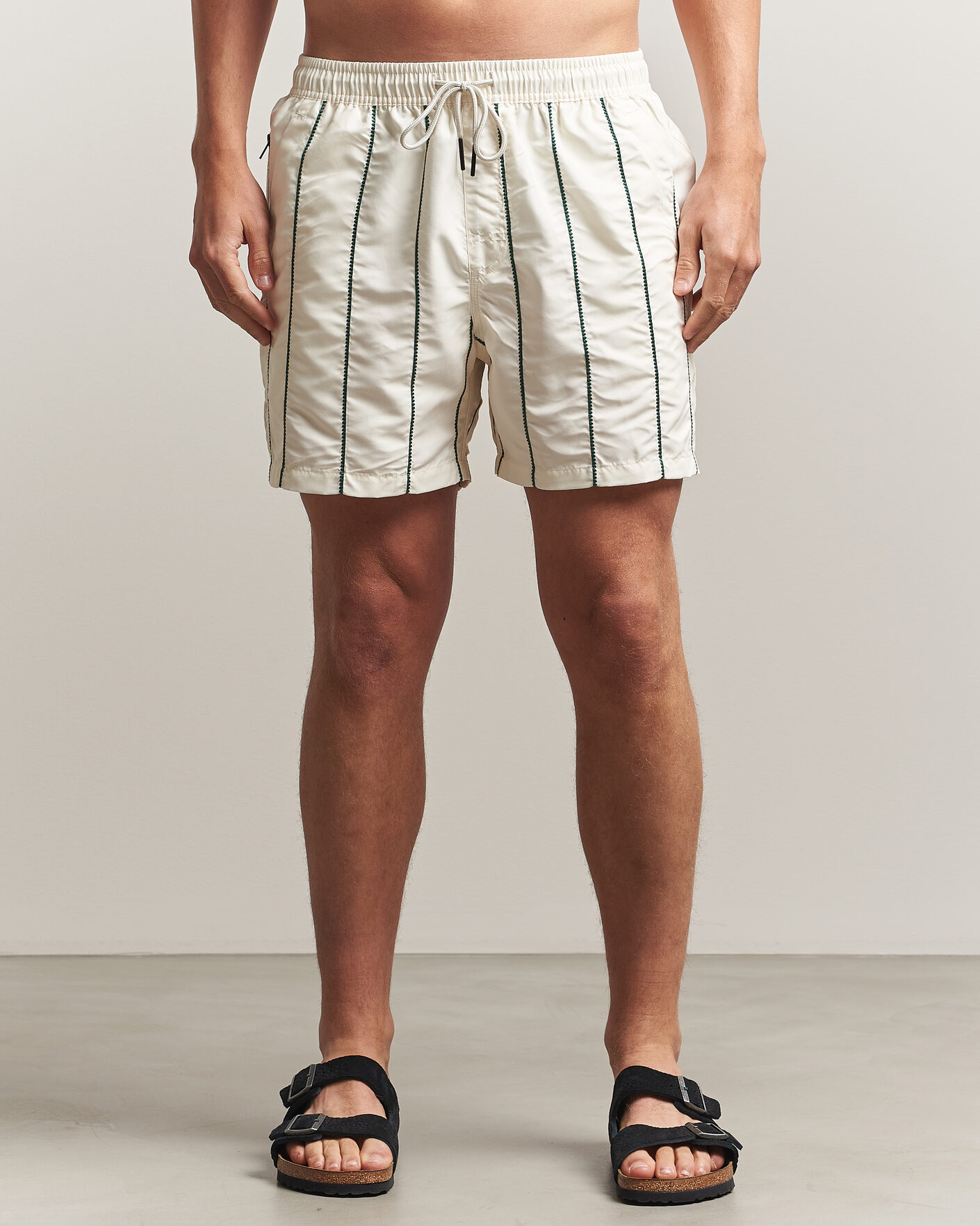 Heren | Zwembroek | OAS | Granada Striped Swimshorts White/Green