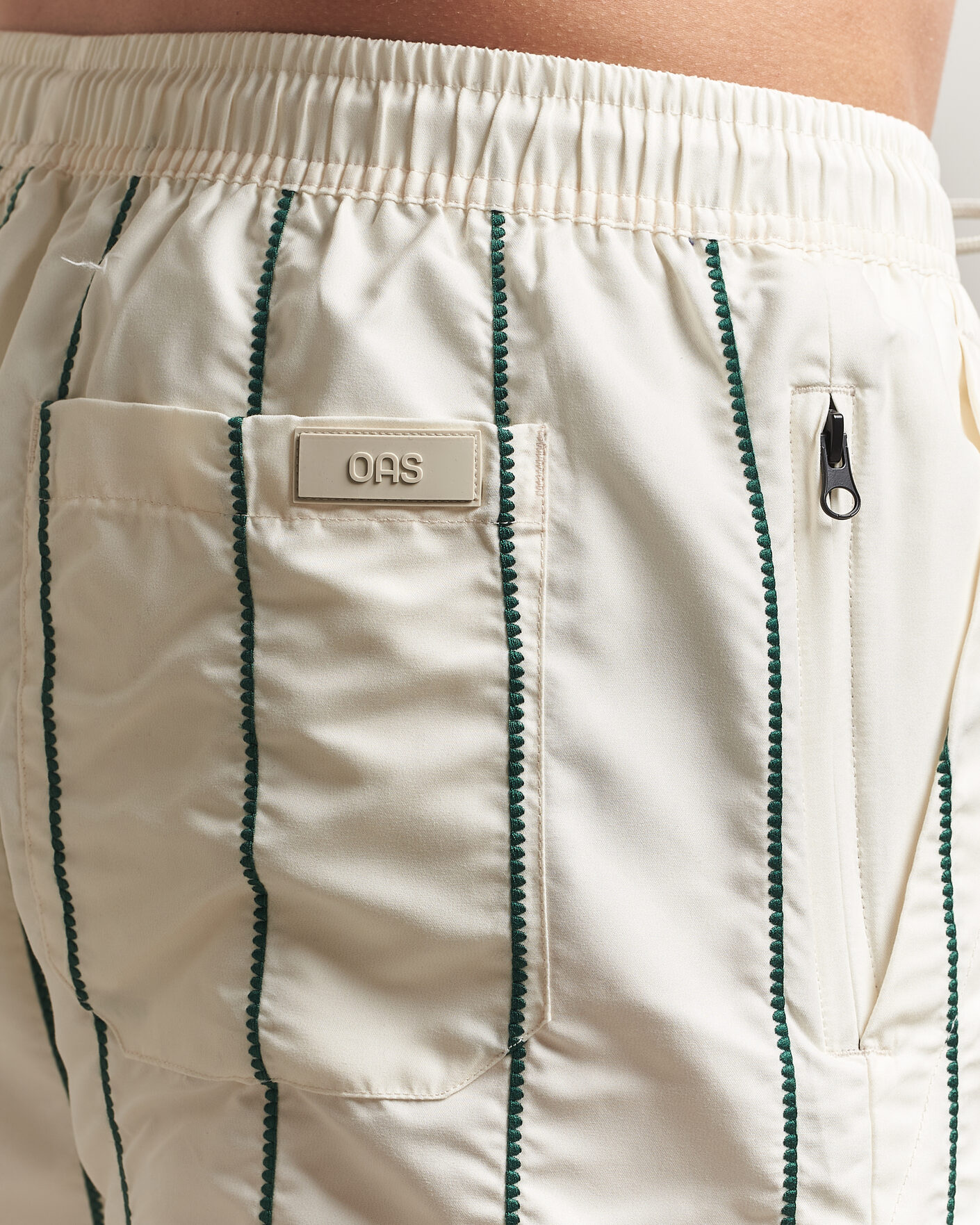 Heren | Zwembroek | OAS | Granada Striped Swimshorts White/Green