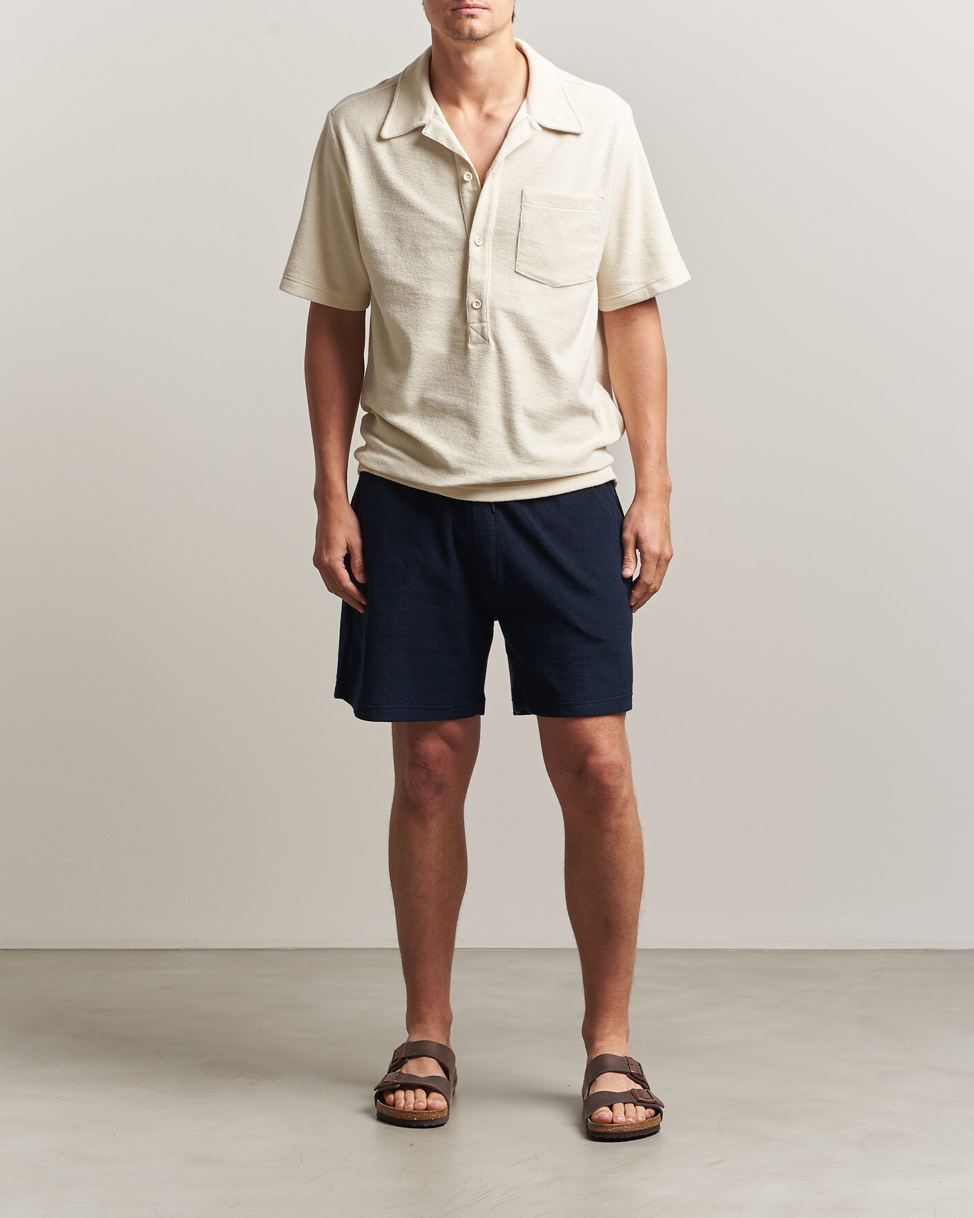 Heren | Polo's | OAS | Novo Regular Fit Terry Polo Ecru