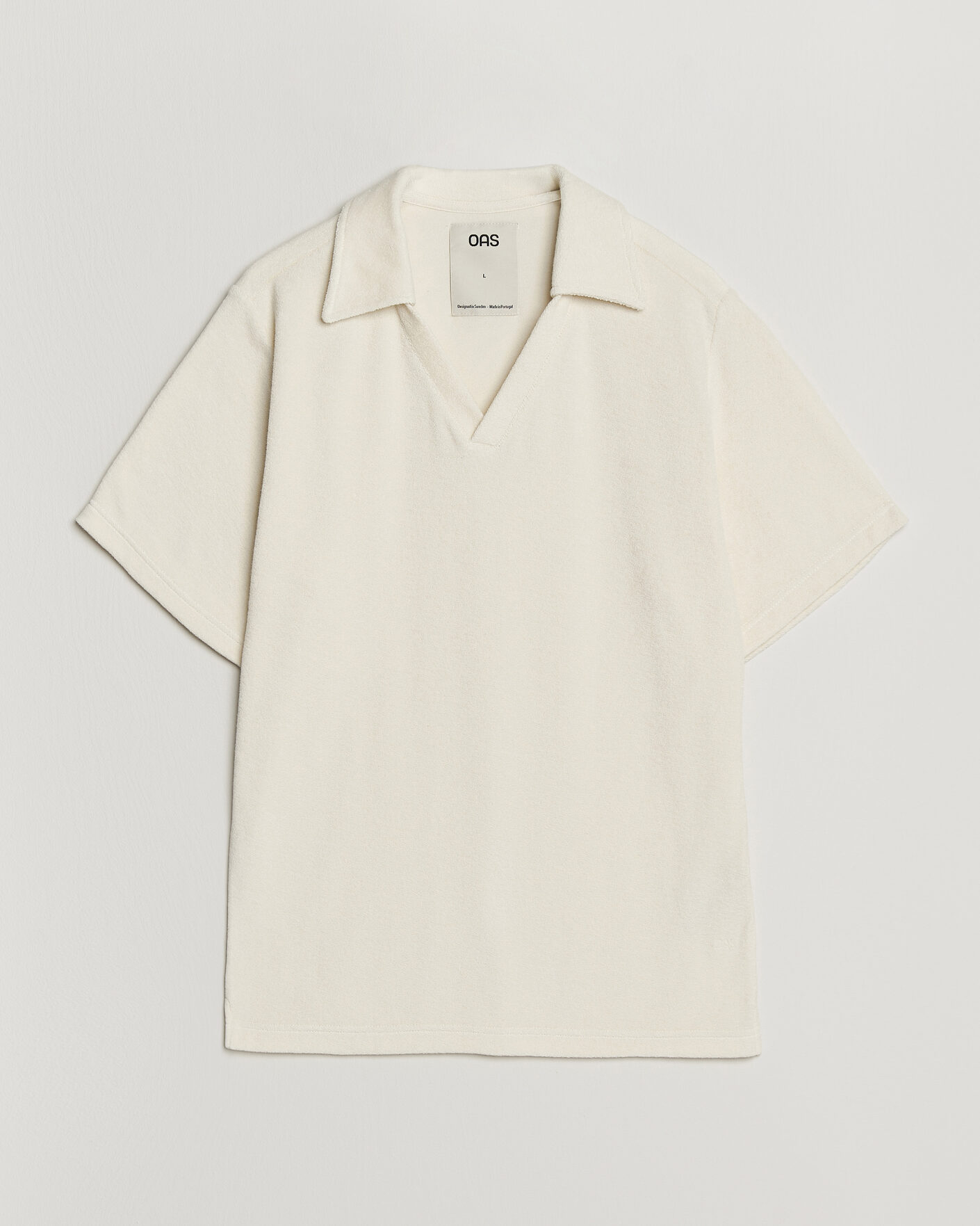 Heren | Polo's | OAS | Serif Regular Fit Terry Open Collar Polo Ecru
