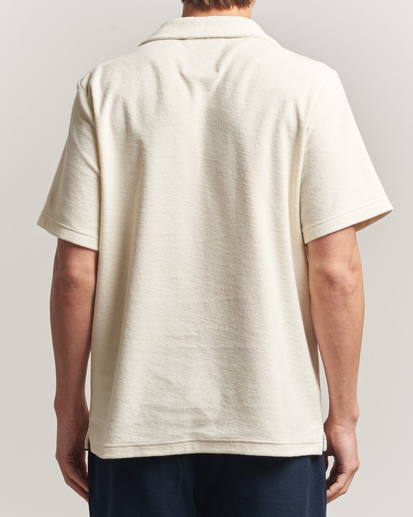 Heren | Polo's | OAS | Serif Regular Fit Terry Open Collar Polo Ecru