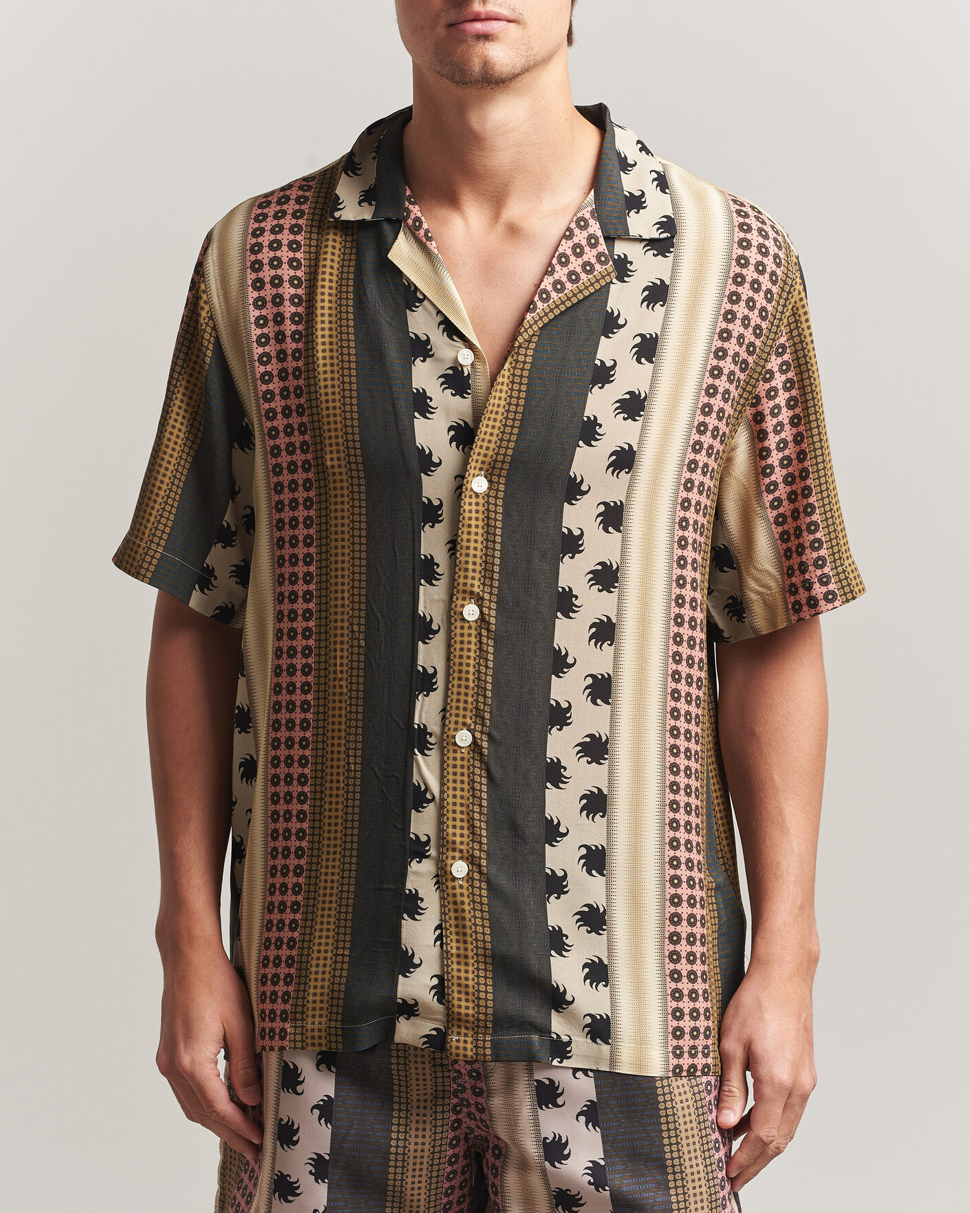 Heren | Overhemden | OAS | Mixset Rocco Printed Cuba Short Sleeve Shirt Multi