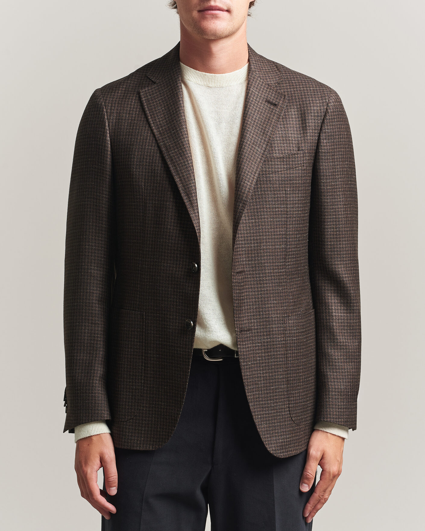 Heren | Blazers | Canali | Kei Houndstooth Flannel Blazer Dark Brown
