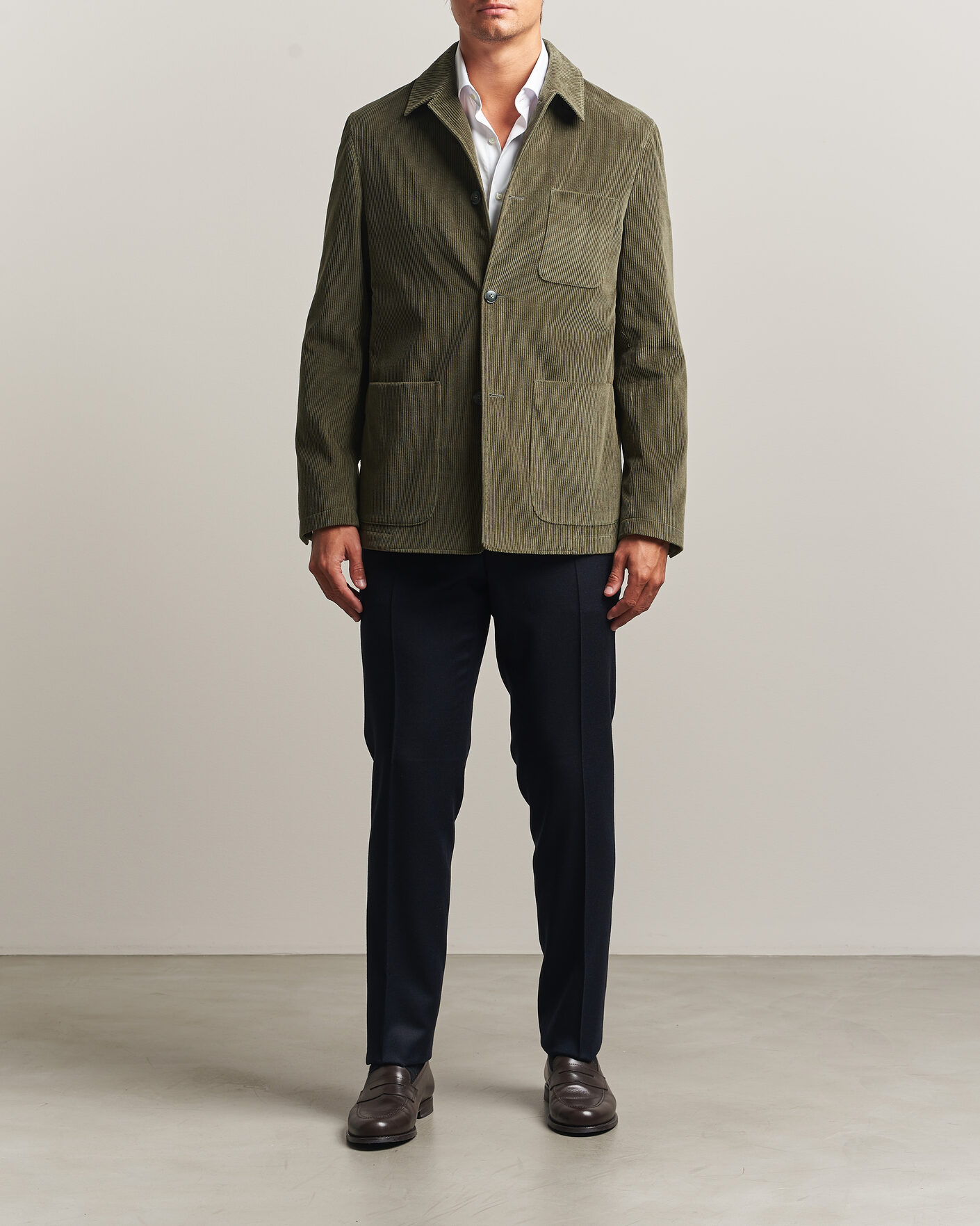 Heren | Jassen | Canali | Corduroy Chore Jacket Olive