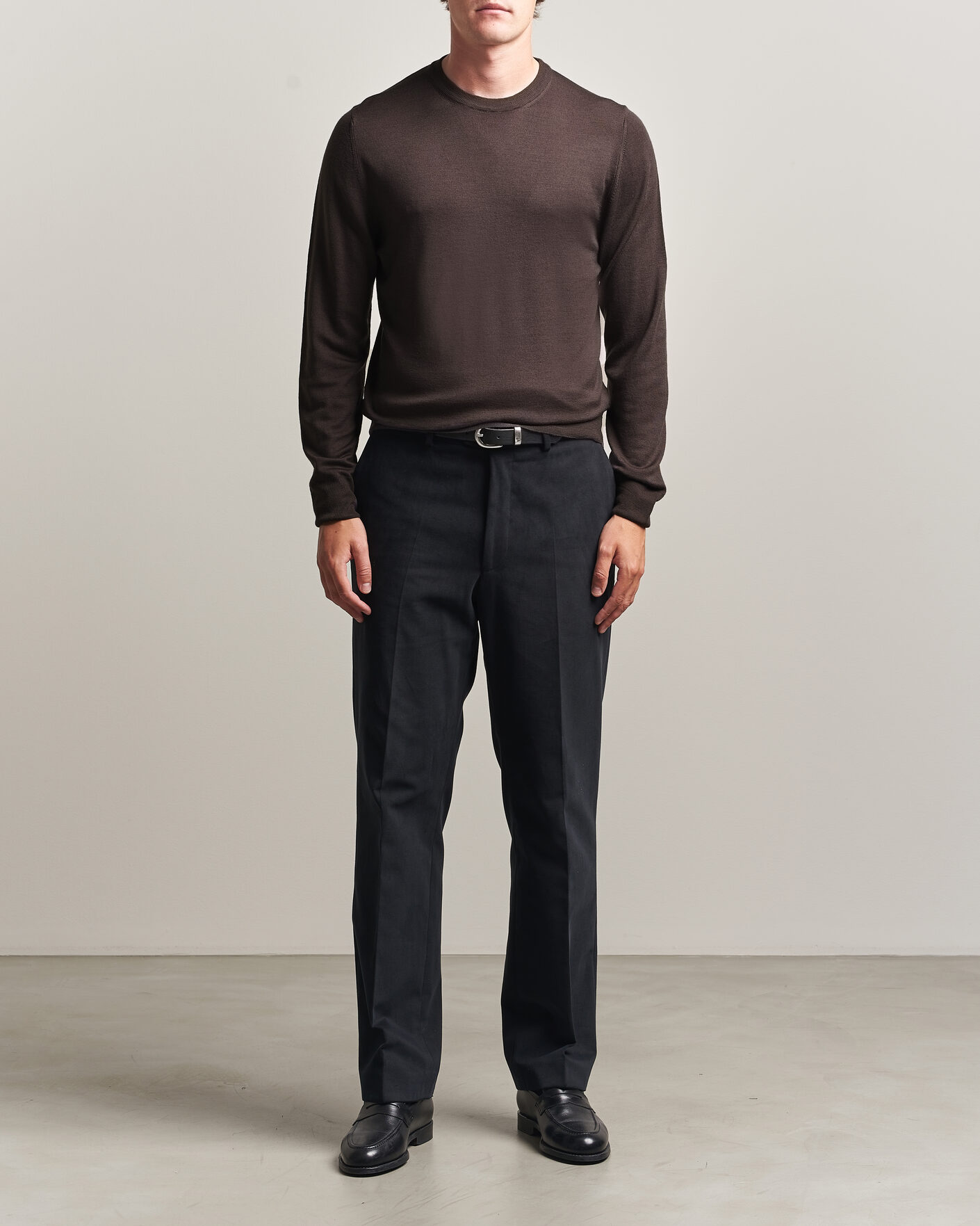 Heren | Truien | Canali | Merino Wool Crew Neck Dark Brown