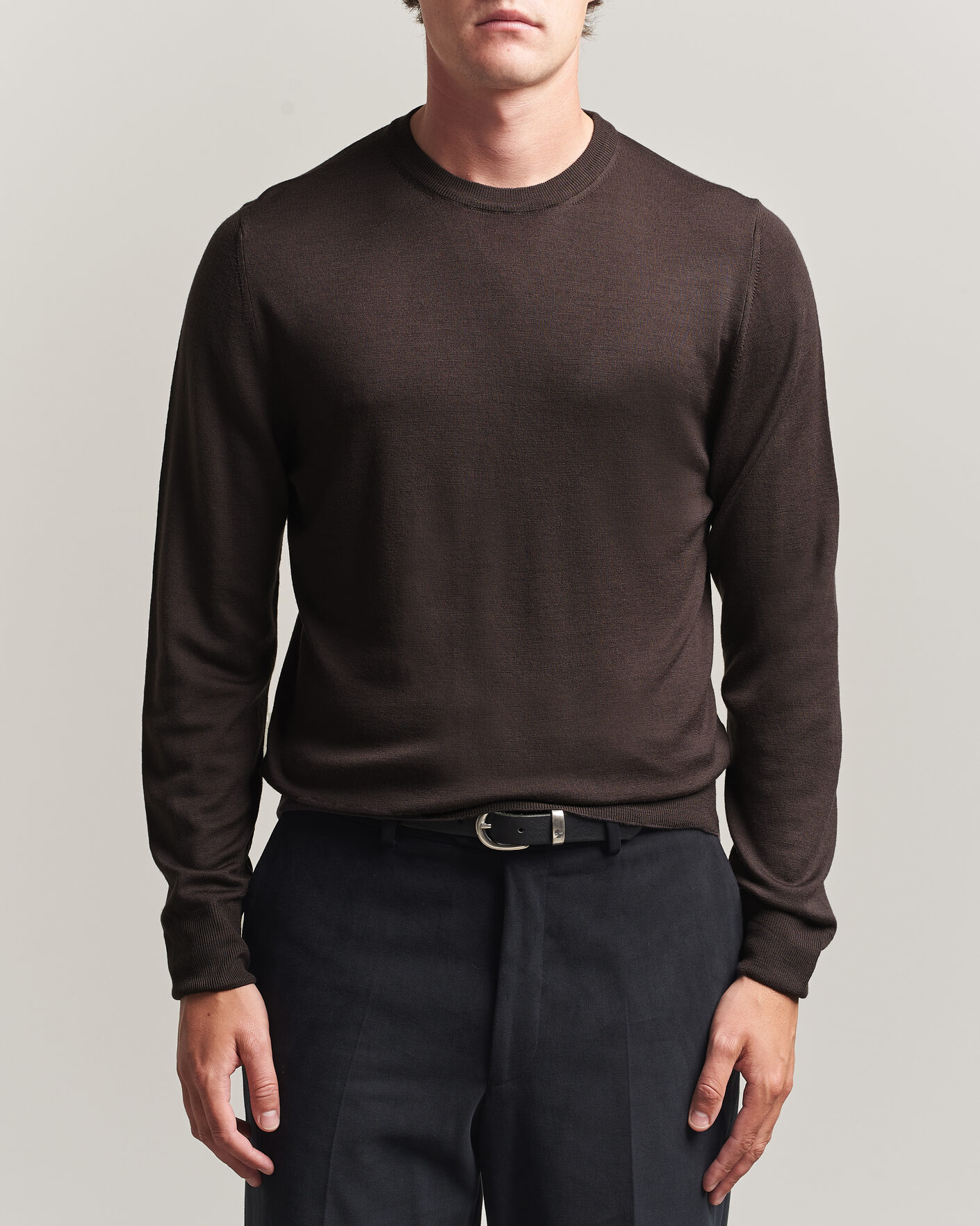 Heren | Truien | Canali | Merino Wool Crew Neck Dark Brown