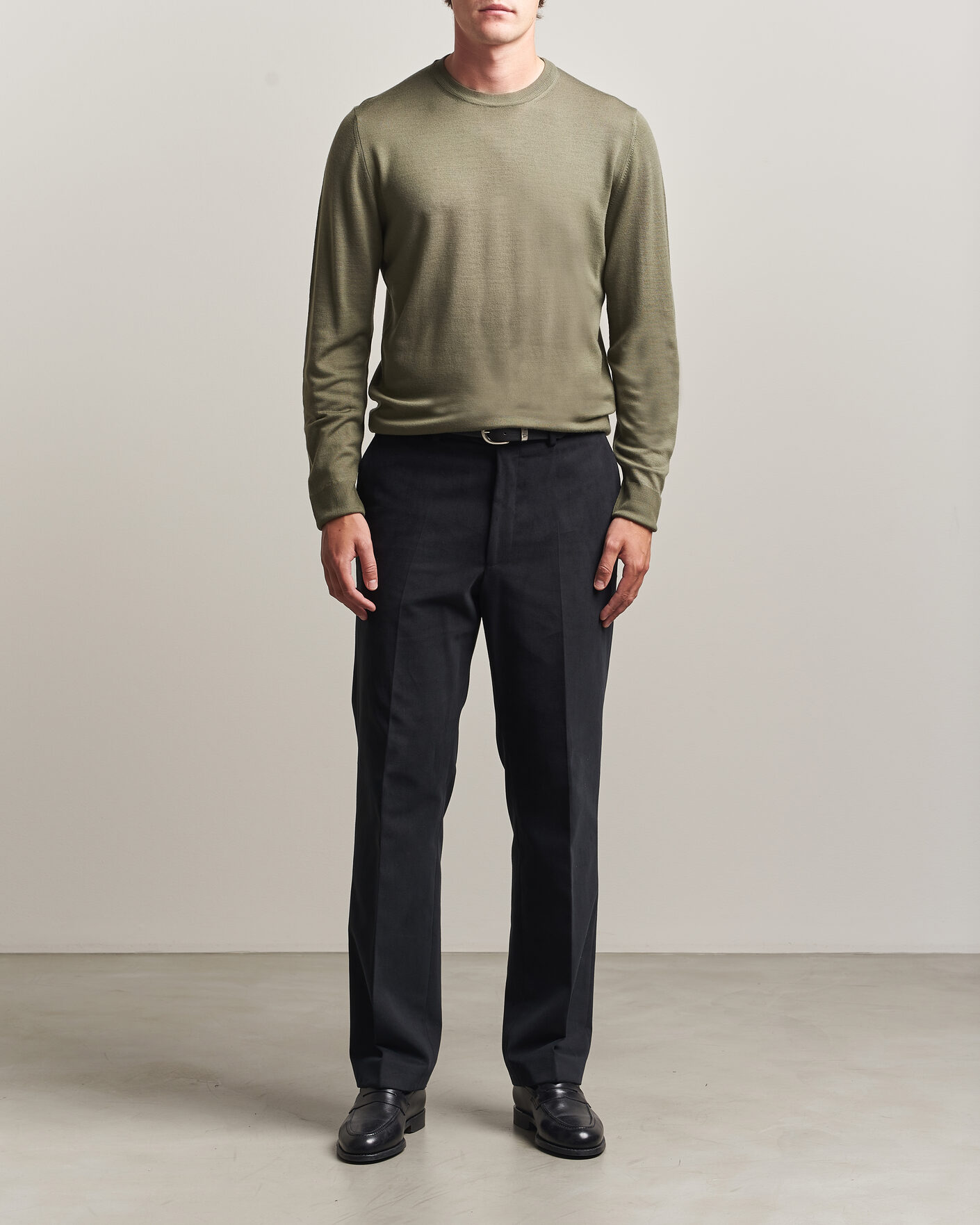 Heren | Truien | Canali | Merino Wool Crew Neck Olive