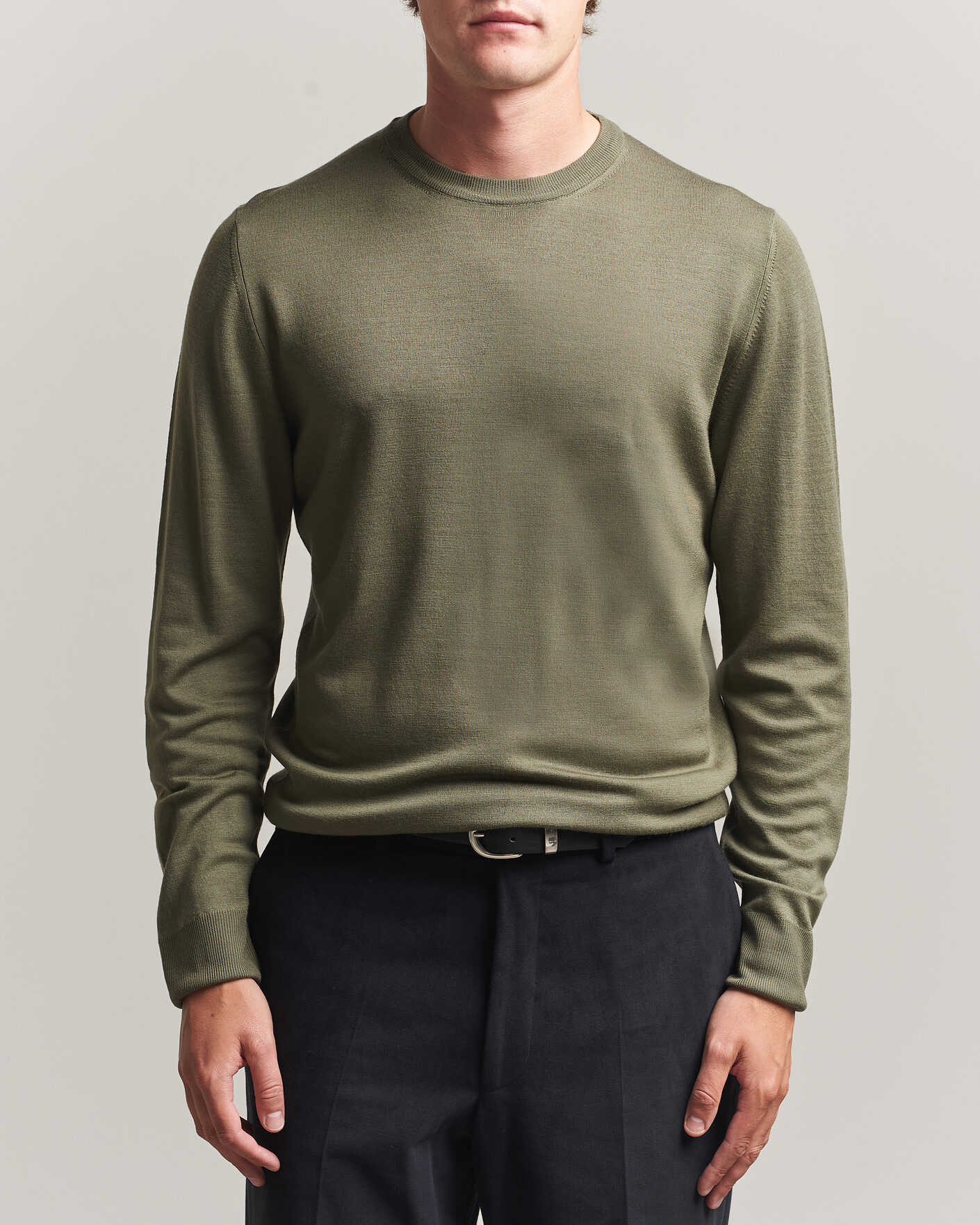 Heren | Truien | Canali | Merino Wool Crew Neck Olive