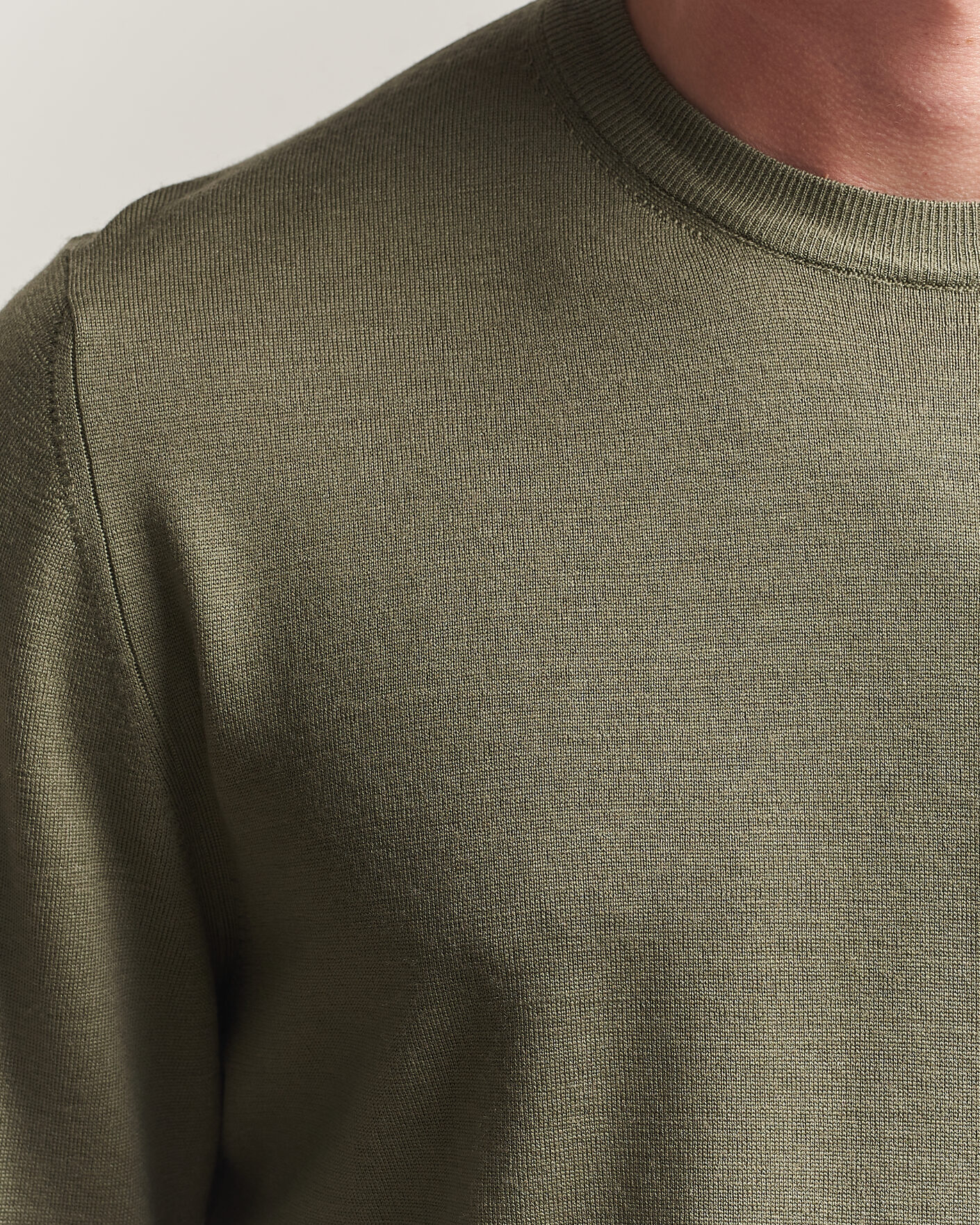 Heren | Truien | Canali | Merino Wool Crew Neck Olive
