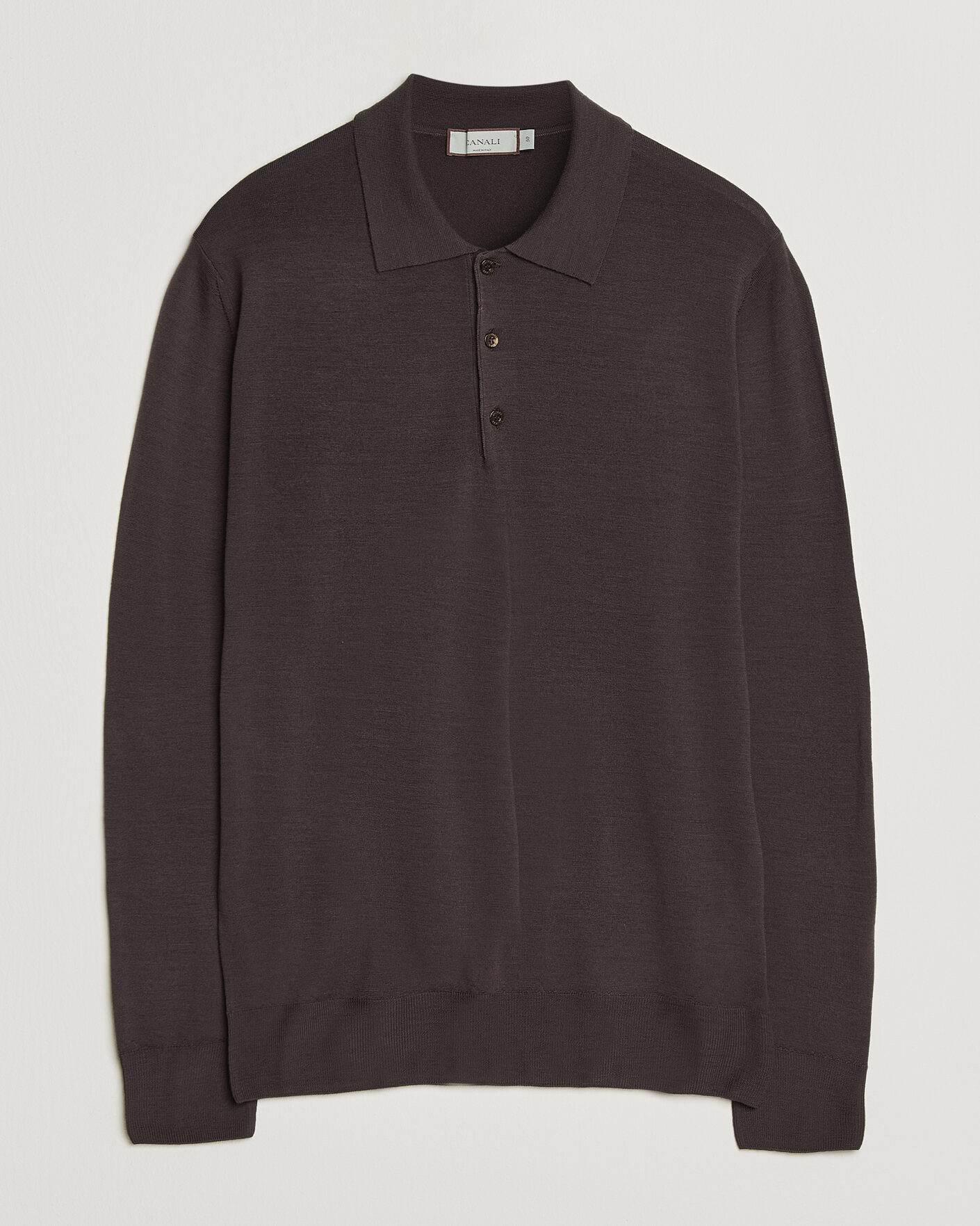 Heren | Truien | Canali | Merino Wool Long Sleeve Polo Dark Brown