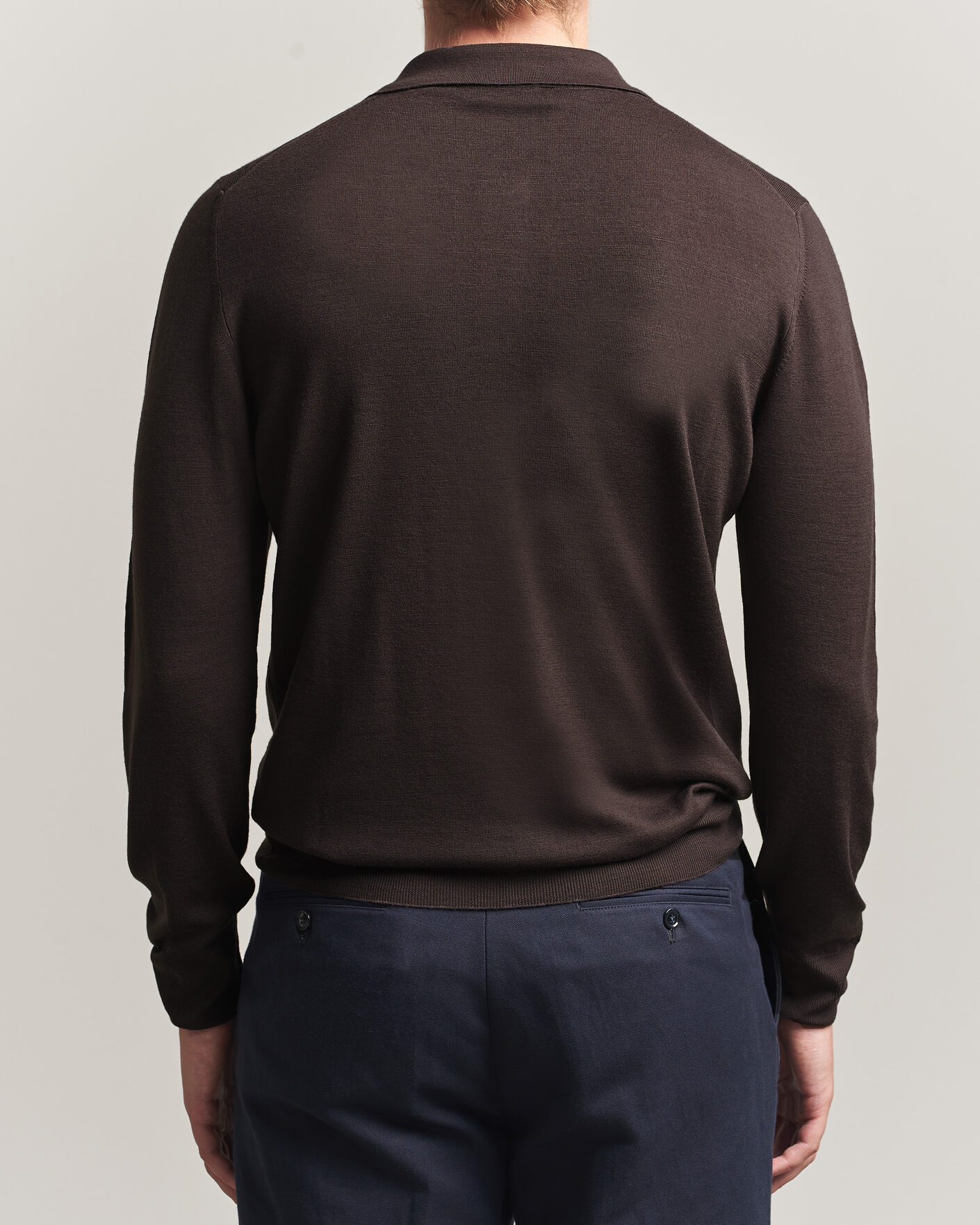 Heren | Truien | Canali | Merino Wool Long Sleeve Polo Dark Brown