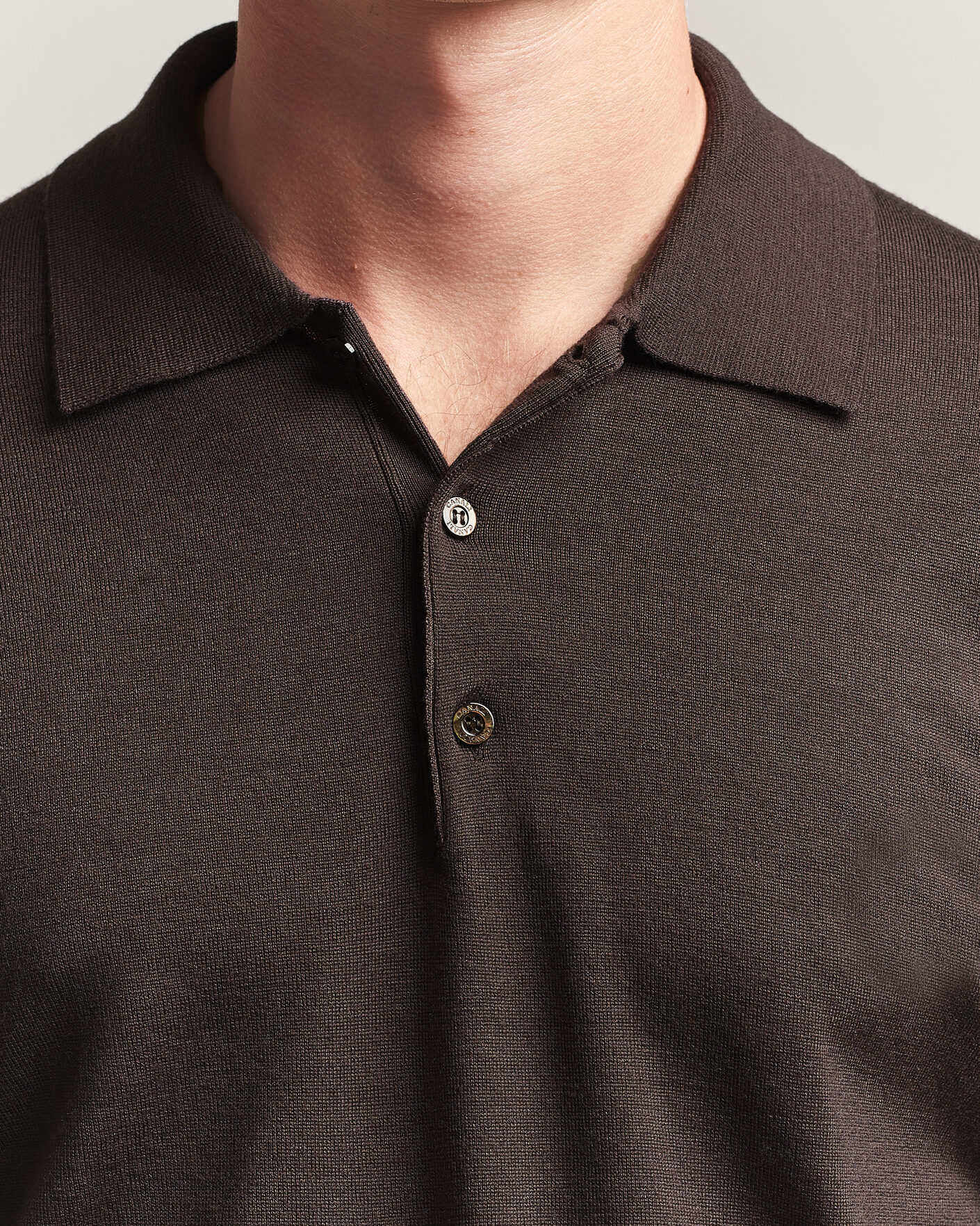 Heren | Truien | Canali | Merino Wool Long Sleeve Polo Dark Brown
