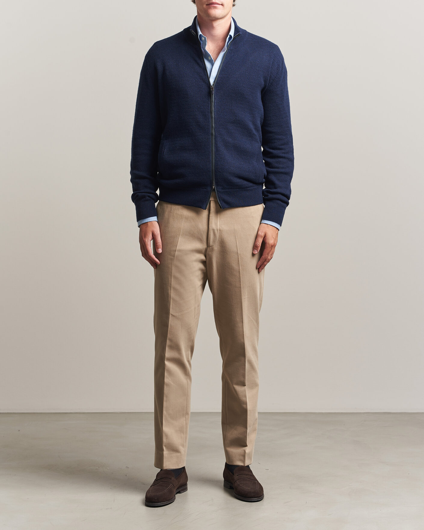 Heren | Truien | Canali | Wool/Cashmere Full Zip Cardigan Navy