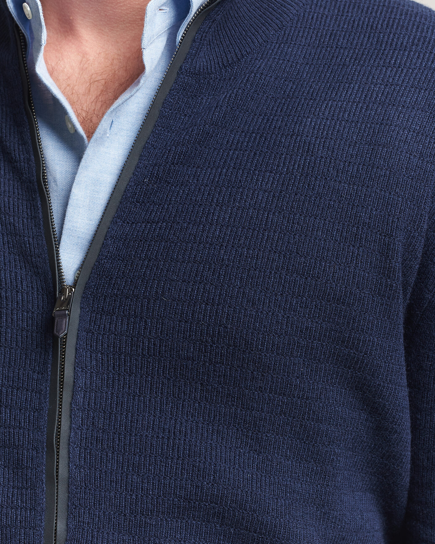 Heren | Truien | Canali | Wool/Cashmere Full Zip Cardigan Navy