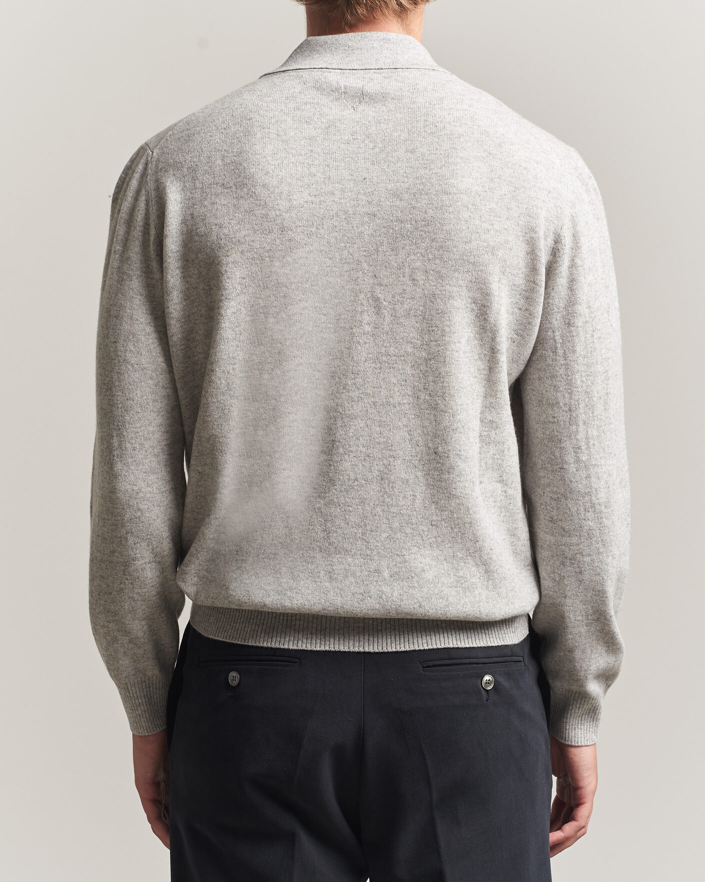 Heren | Truien | Canali | Wool/Cashmere Long Sleeve Polo Light Grey