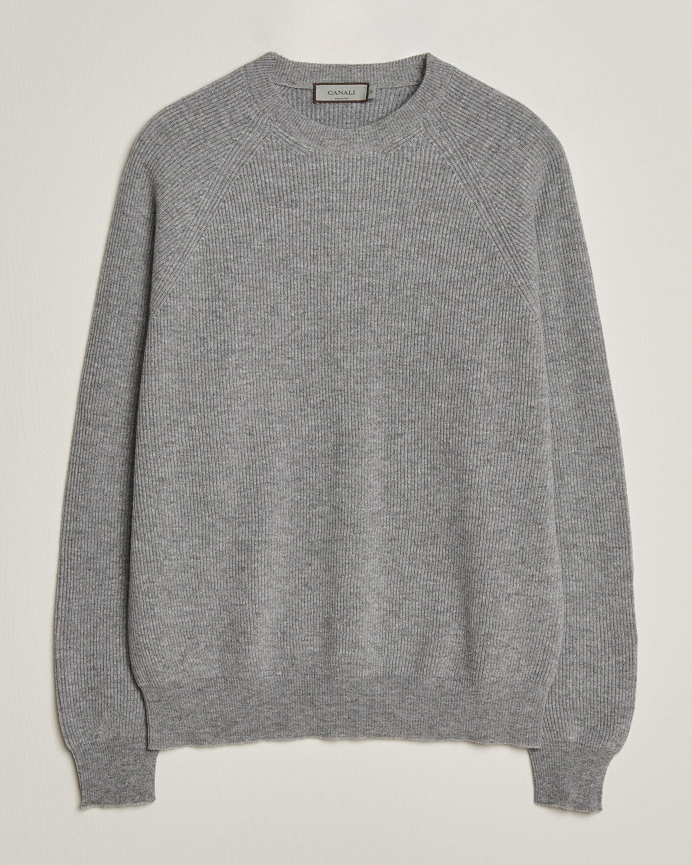 Heren | Truien | Canali | Rib Cashmere Sweater Light Grey