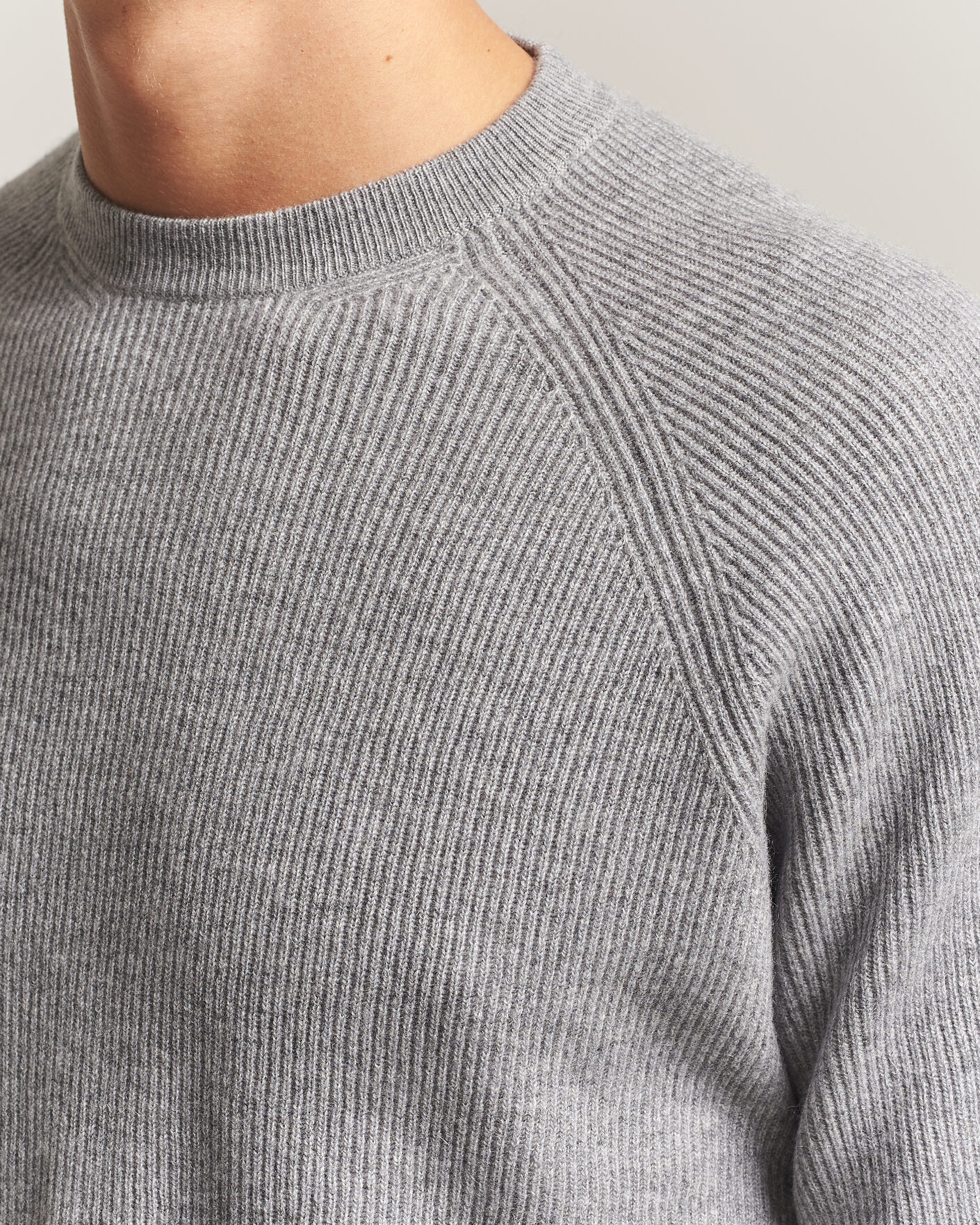 Heren | Truien | Canali | Rib Cashmere Sweater Light Grey