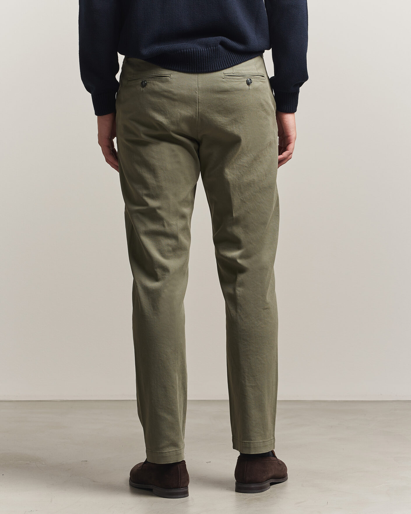 Heren | Broeken | Canali | Cotton Twill Chinos Olive