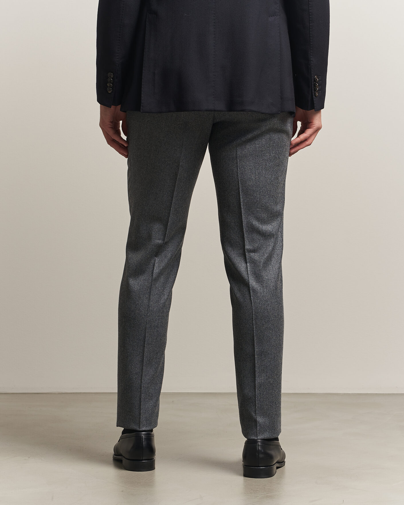 Heren | Broeken | Canali | Slim Fit Flannel Trousers Grey Melange