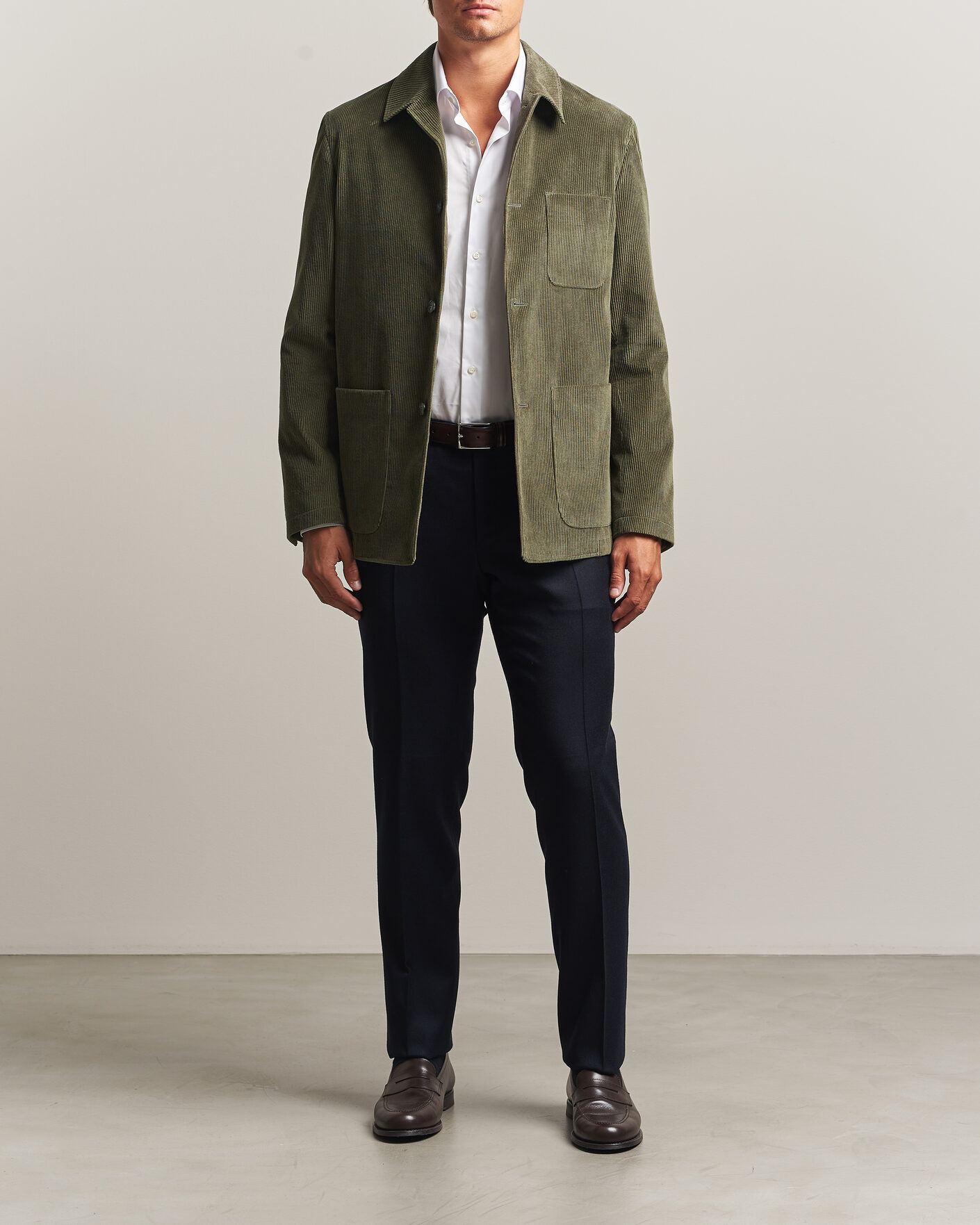 Heren | Broeken | Canali | Slim Fit Flannel Trousers Navy