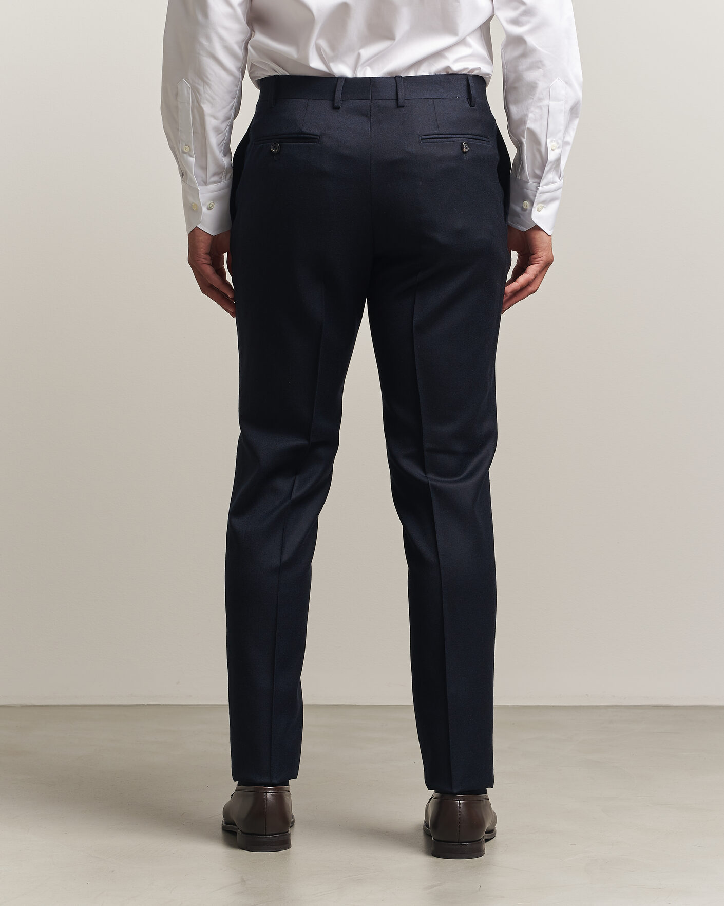 Heren | Broeken | Canali | Slim Fit Flannel Trousers Navy